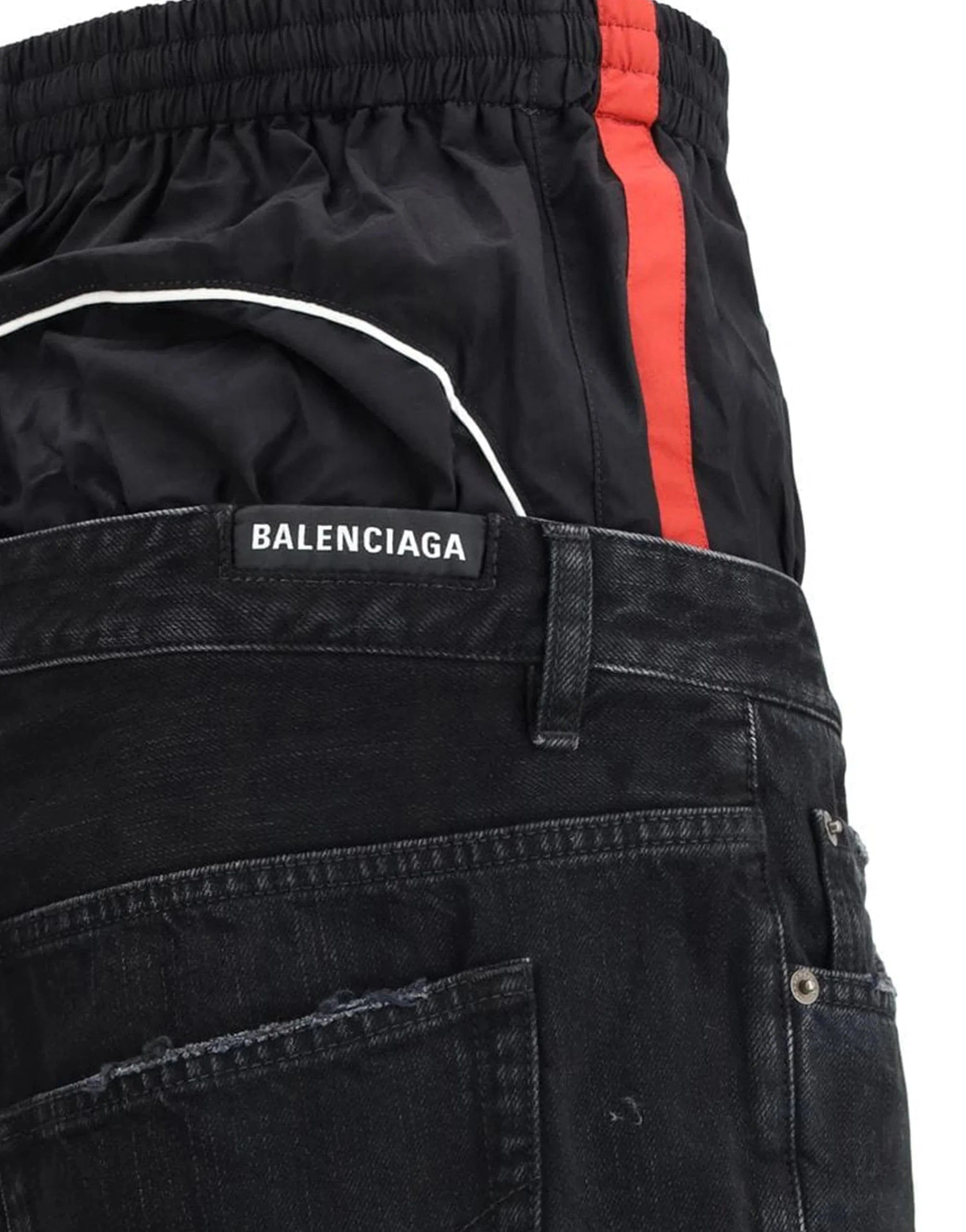 Balenciaga Layered Shell-Trimmed Distressed Flared Jeans