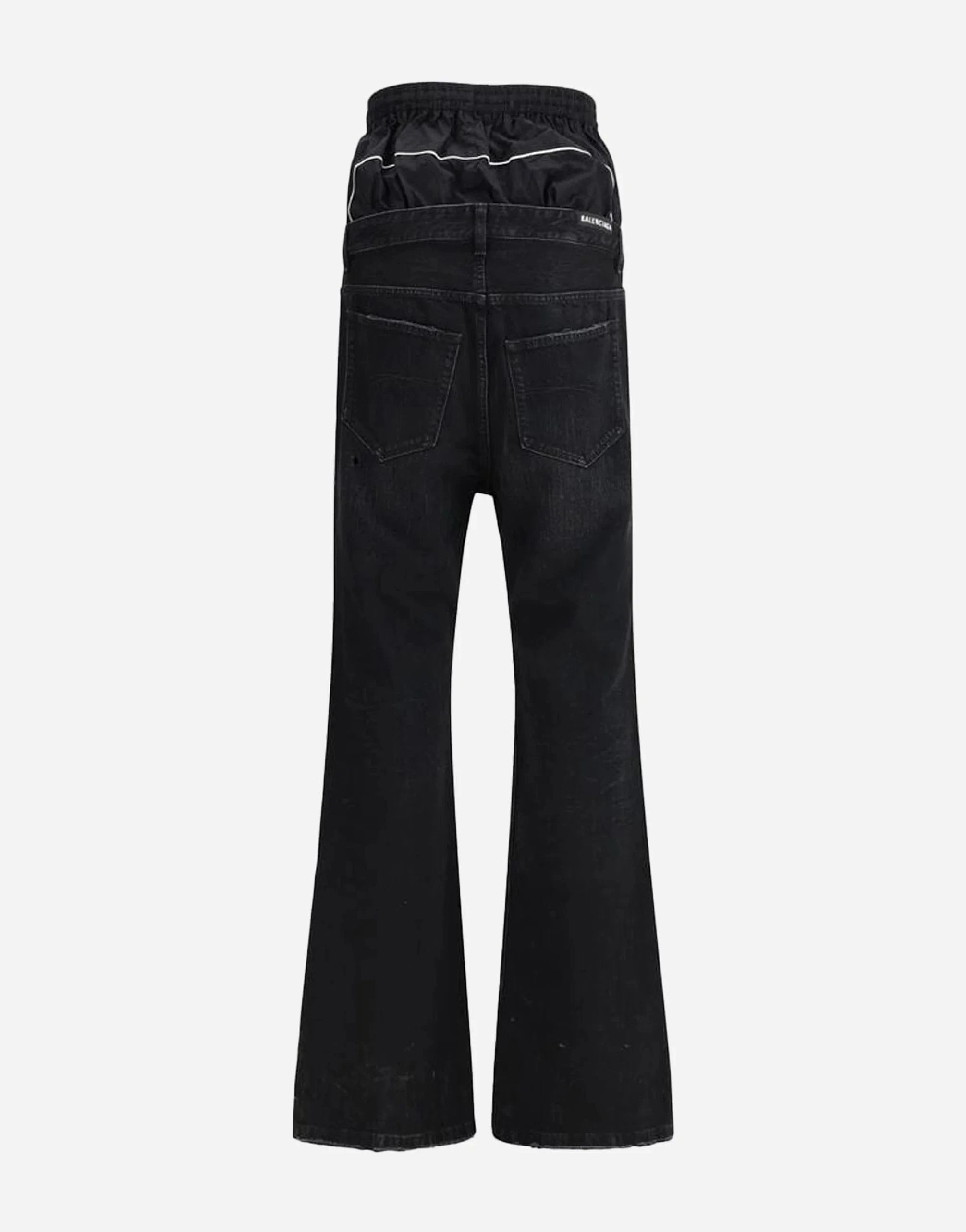 Balenciaga Layered Shell-Trimmed Distressed Flared Jeans