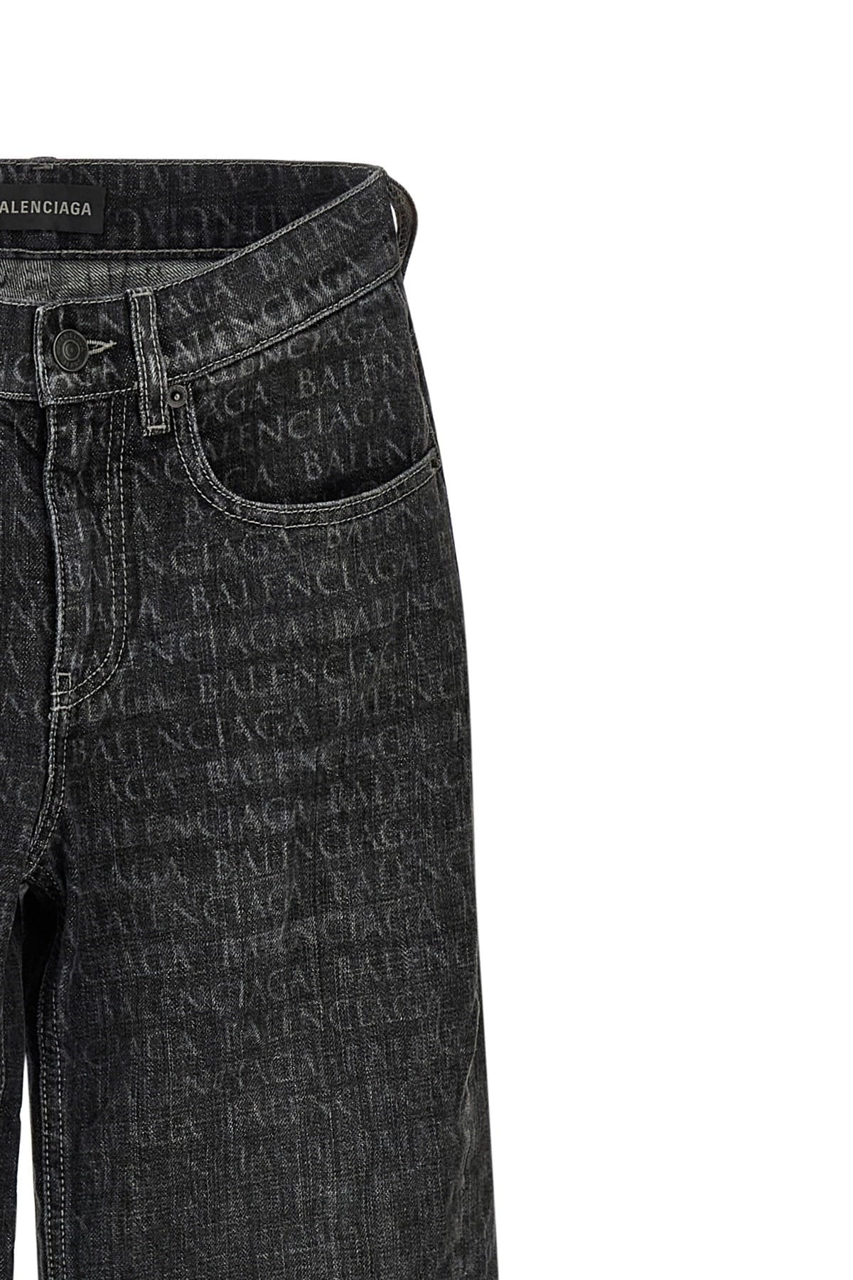 Balenciaga Balenciaga Monogram Print Wide Leg Jeans