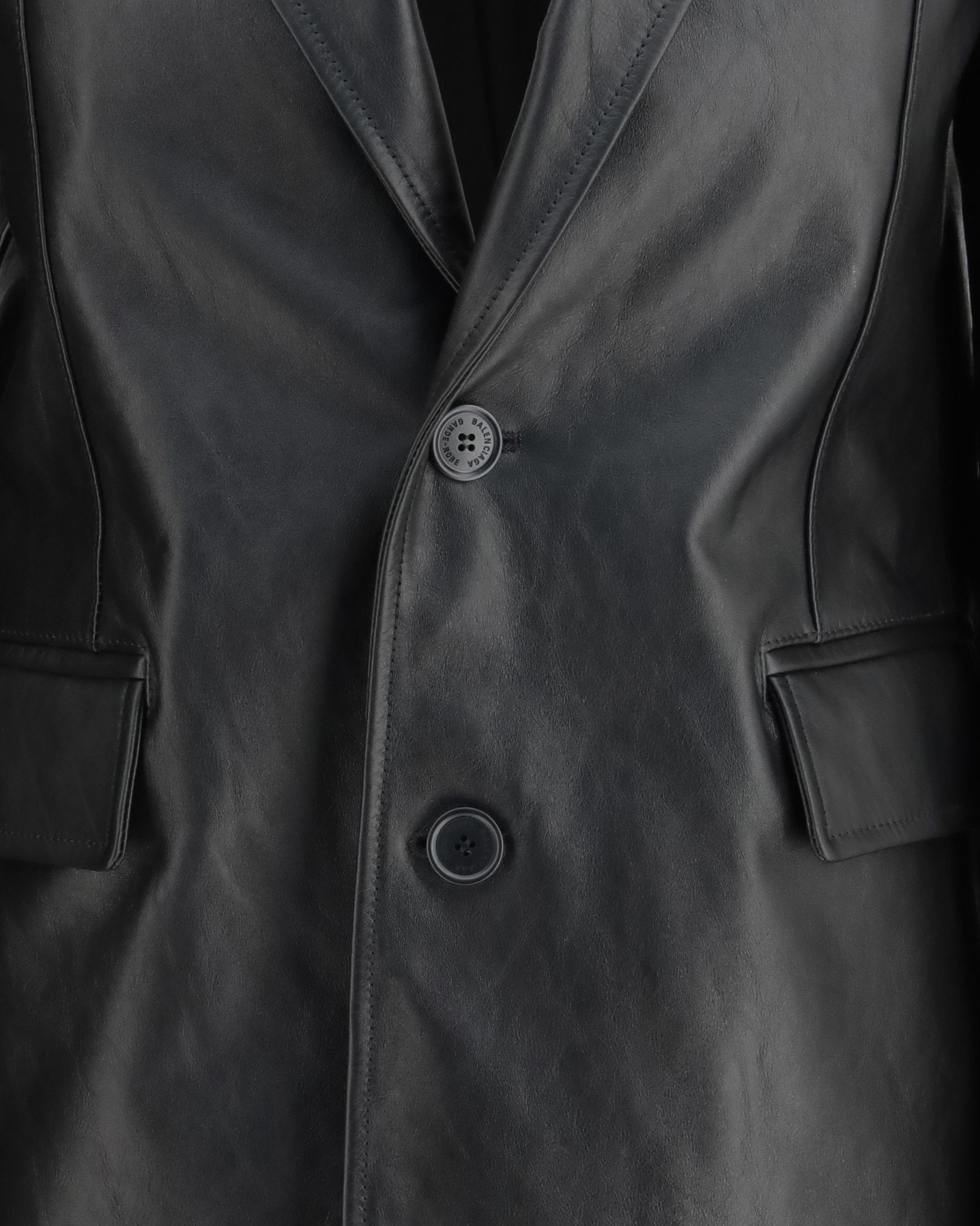 Balenciaga Single-Breasted Leather-Lapel Jacket
