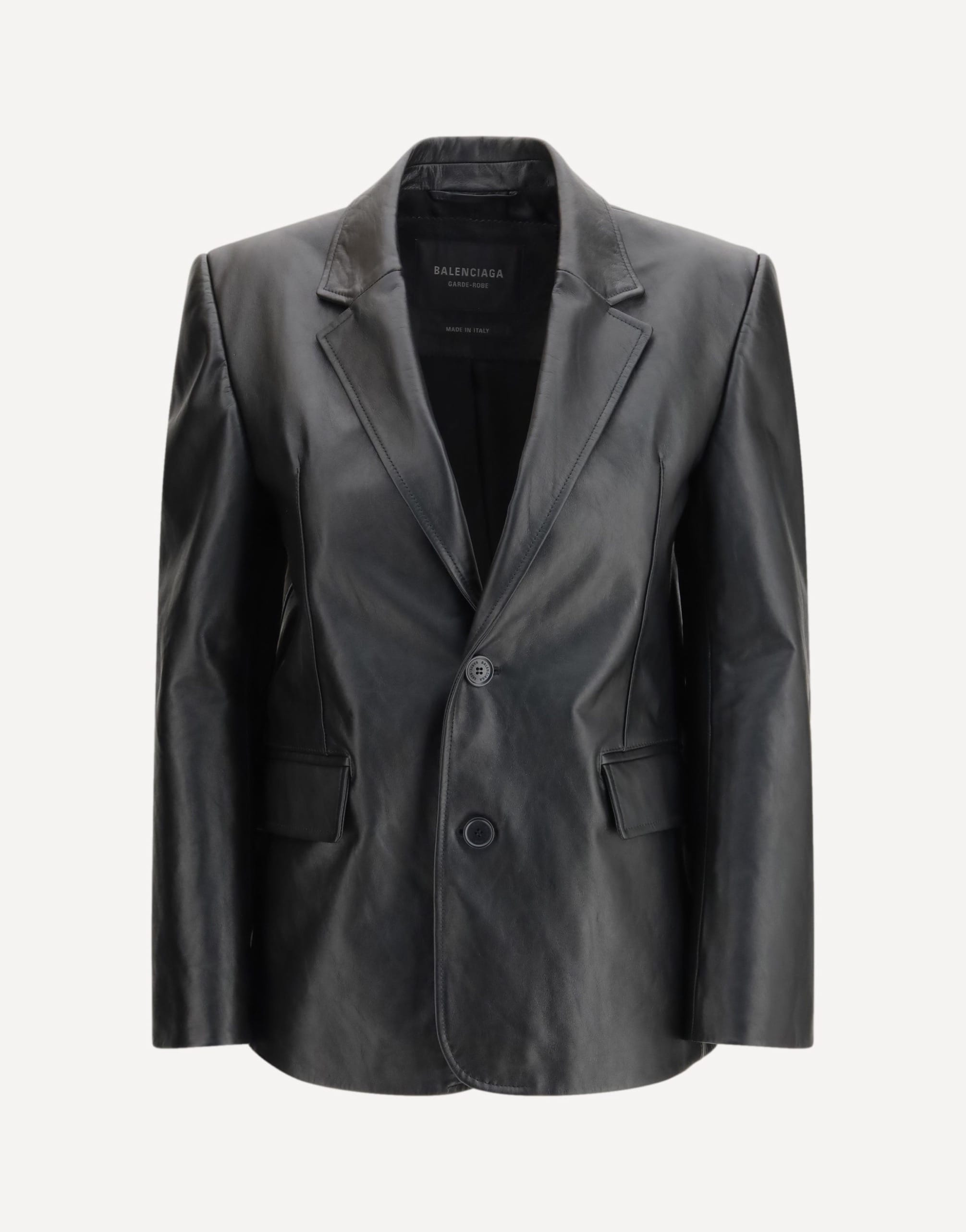 Balenciaga Single-Breasted Leather-Lapel Jacket