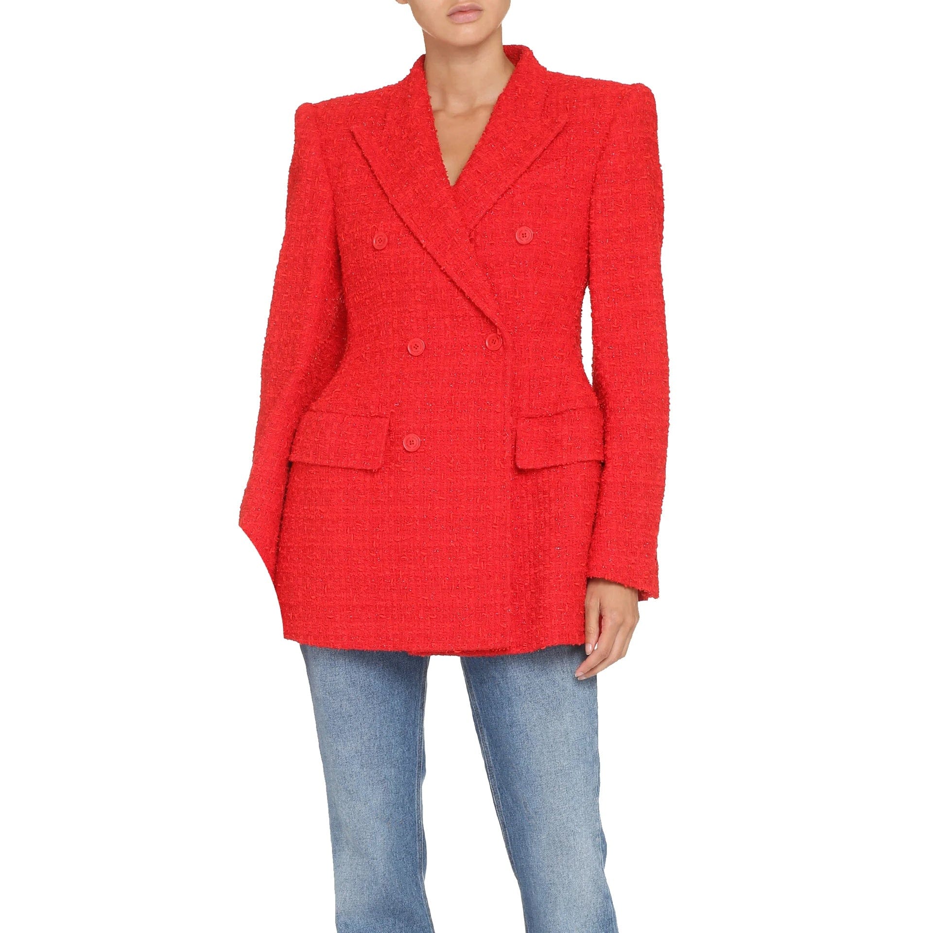 Balenciaga Tweed Double-Breasted Blazer Jacket - alternate view