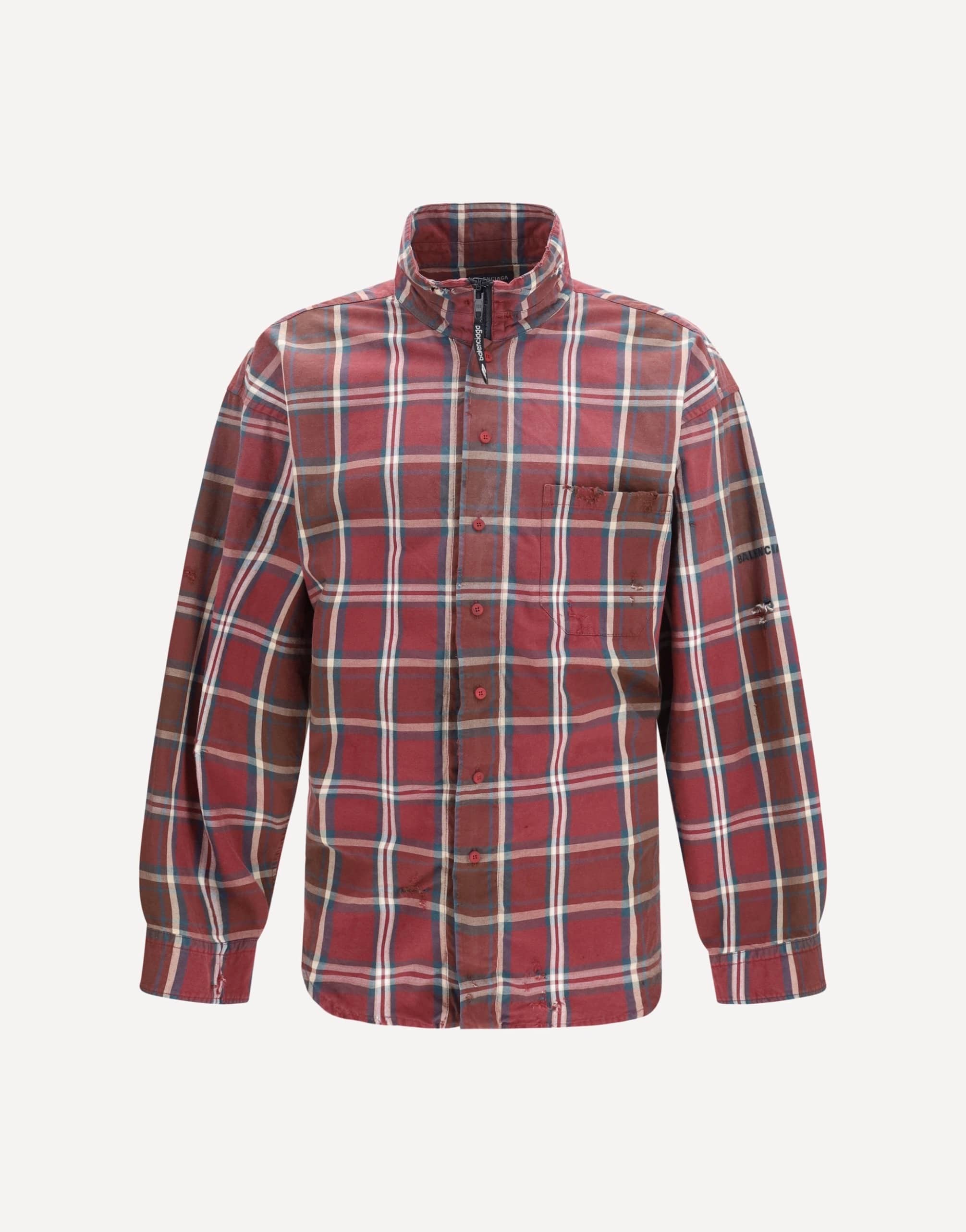 Balenciaga Zip Shirt In Cotton-Blend Flannel