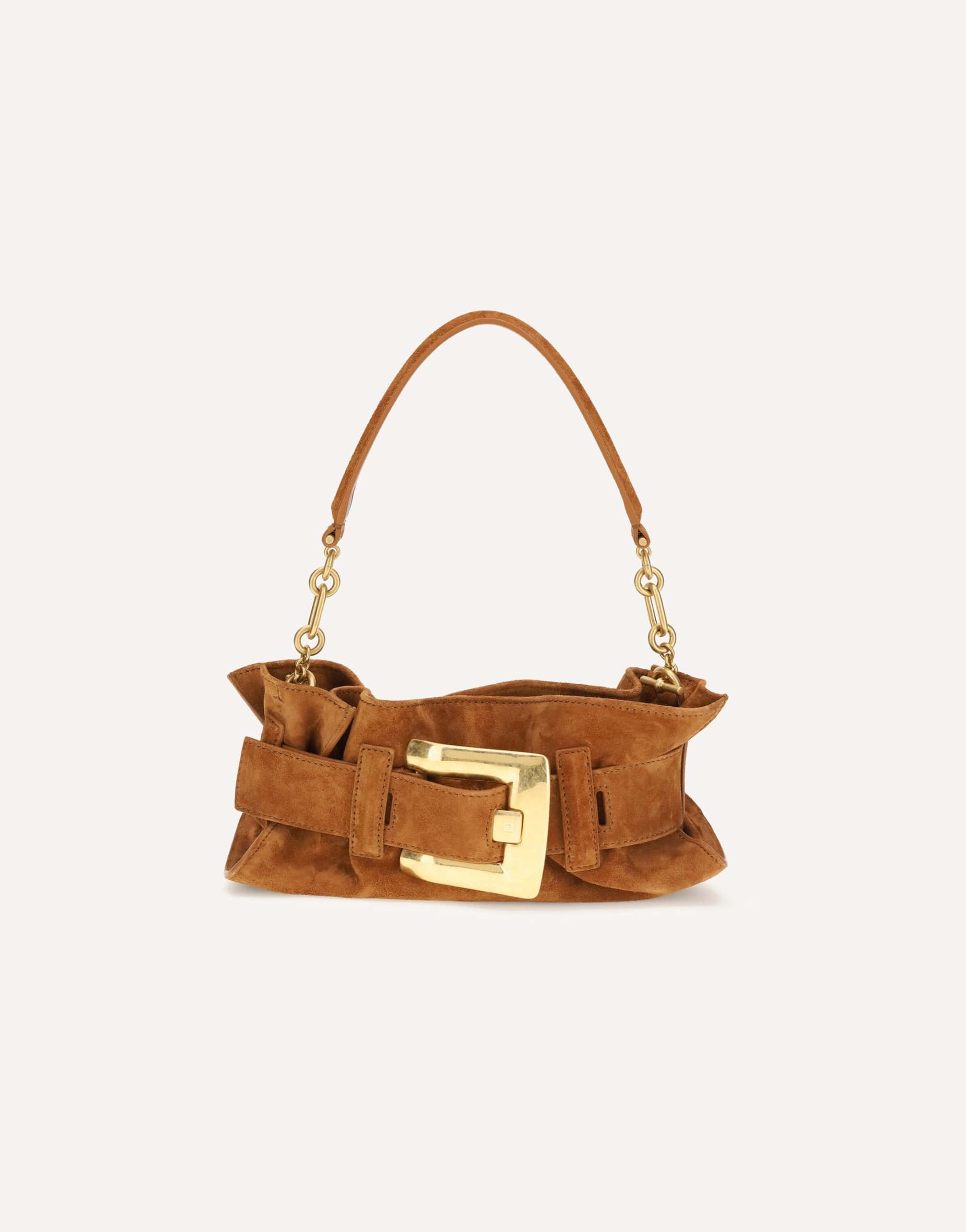 Balmain Anthem Mini Bag In Suede Leather