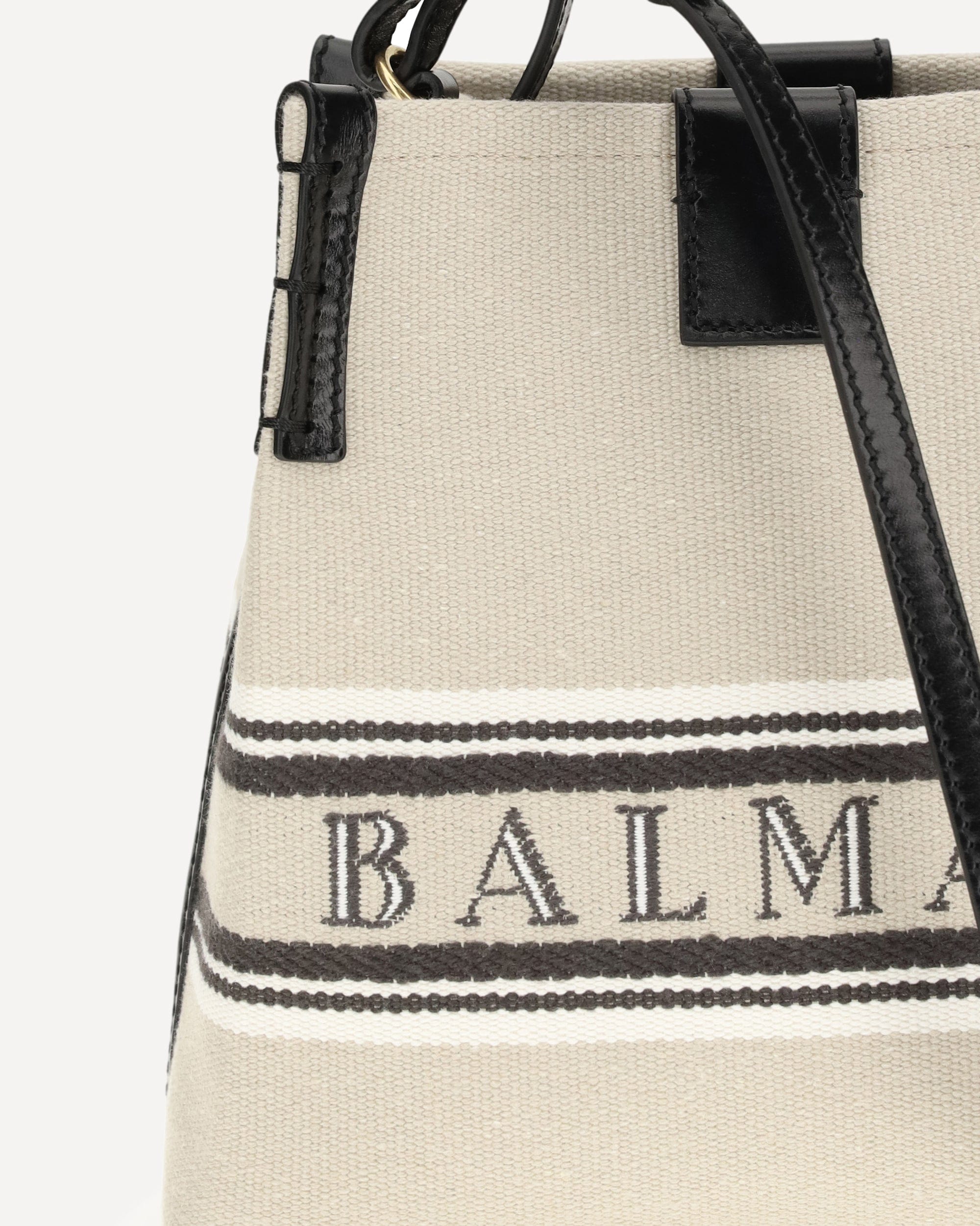 Balmain Bucket Bag In Canvas And Leather