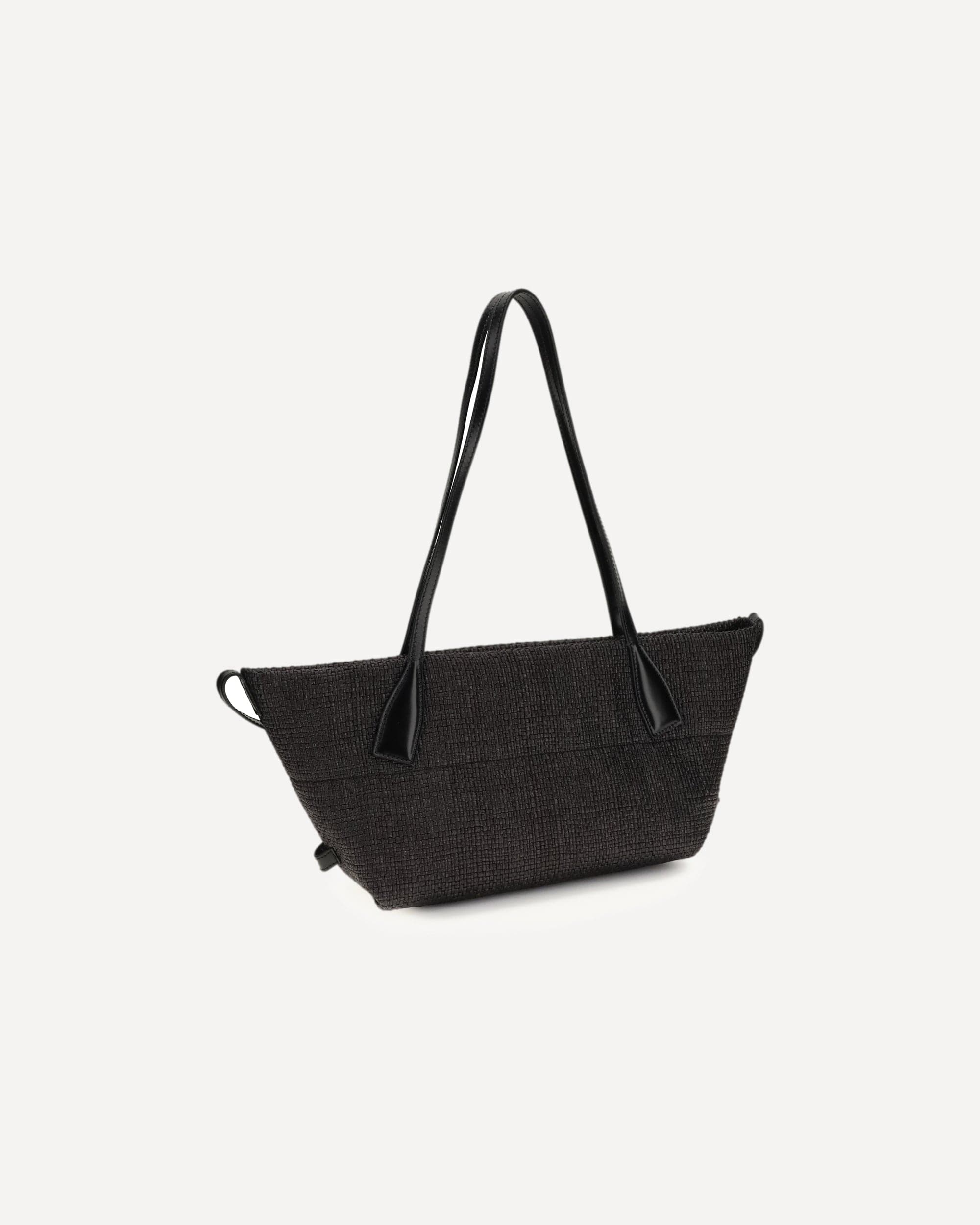 Balmain Calfskin And Raffia Track Shoulder Bag