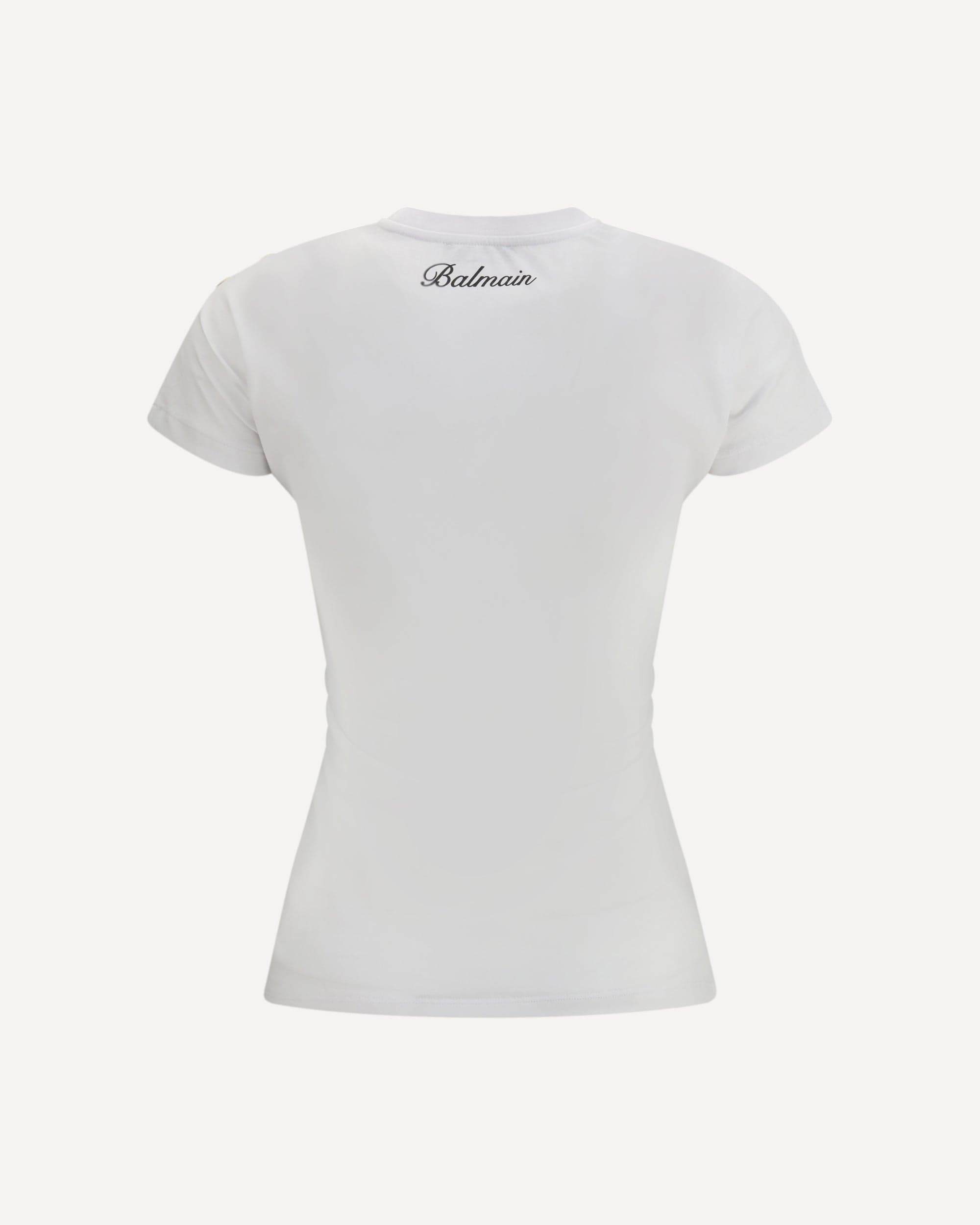 Balmain Draped T-Shirt With Gold Lion Head Buttons