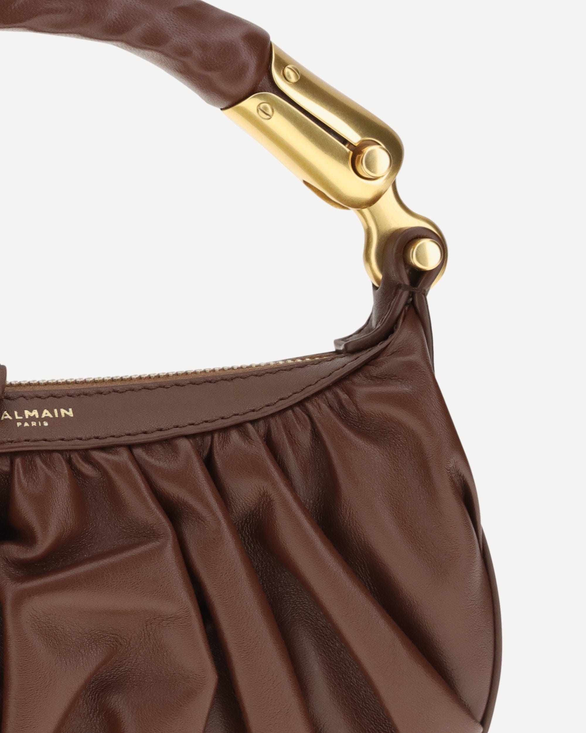 Balmain ébène Mini Bag In Calfskin Leather
