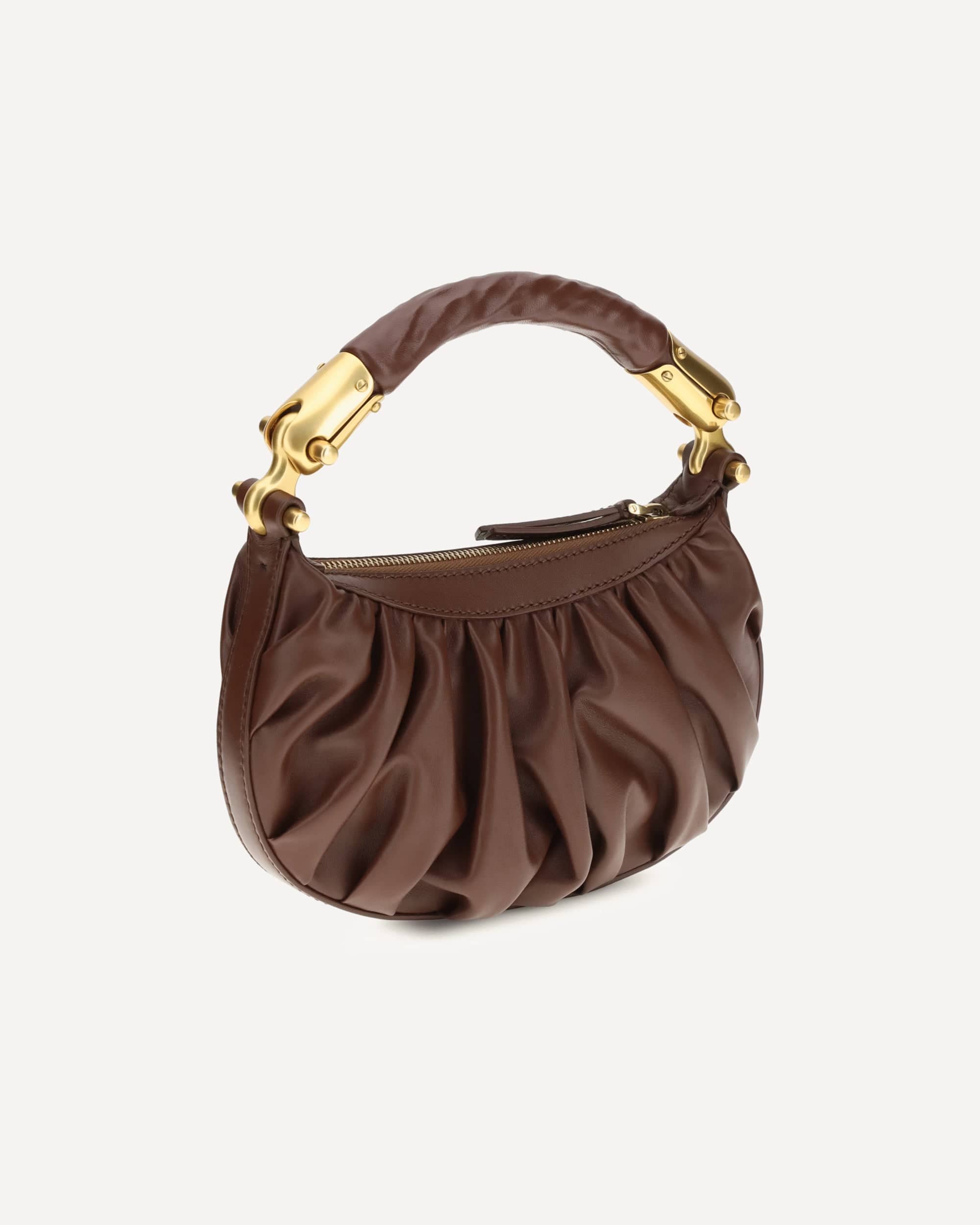 Balmain ébène Mini Bag In Calfskin Leather