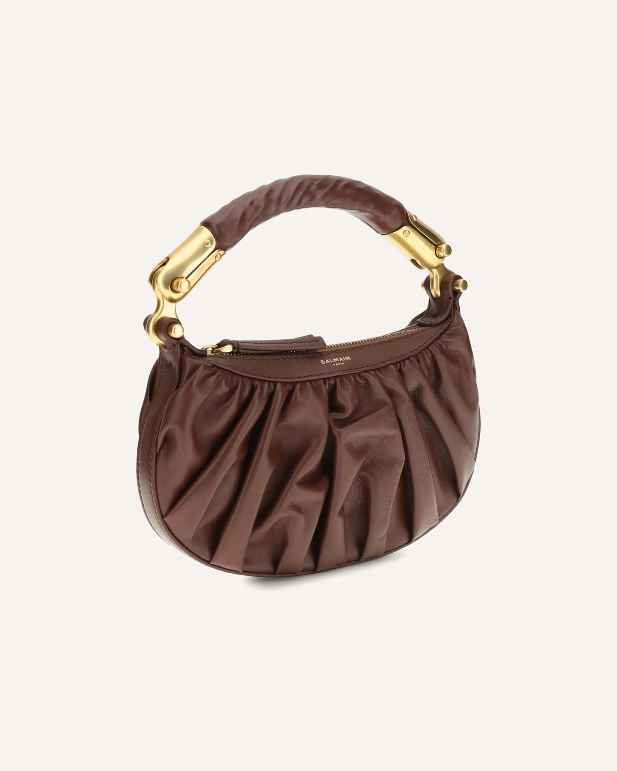 Balmain ébène Mini Bag In Calfskin Leather