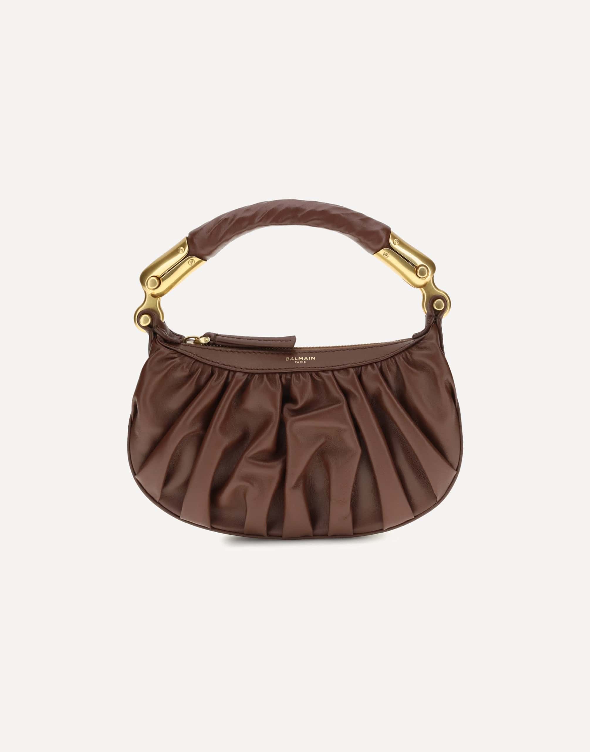 Balmain ébène Mini Bag In Calfskin Leather