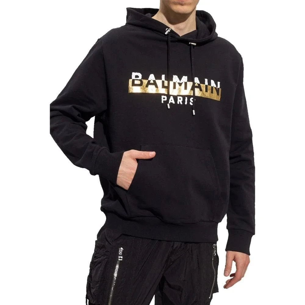 Balmain Graphic Print Logo Hoodie