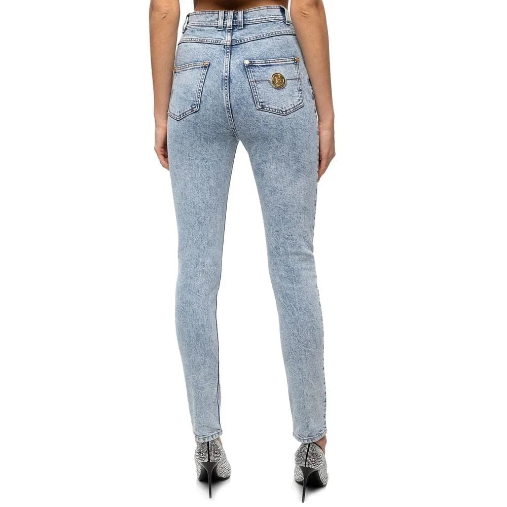 Balmain High-Waisted Faded Jeans