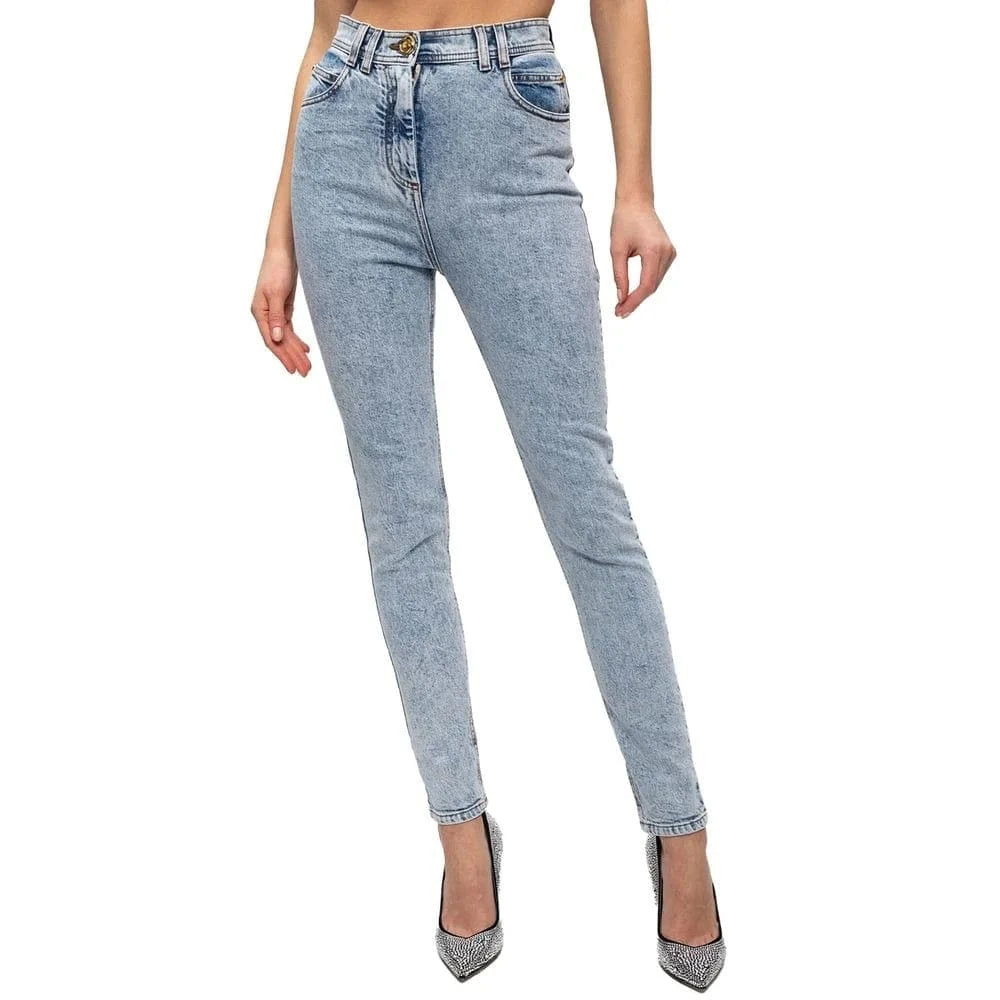 Balmain High-Waisted Faded Jeans
