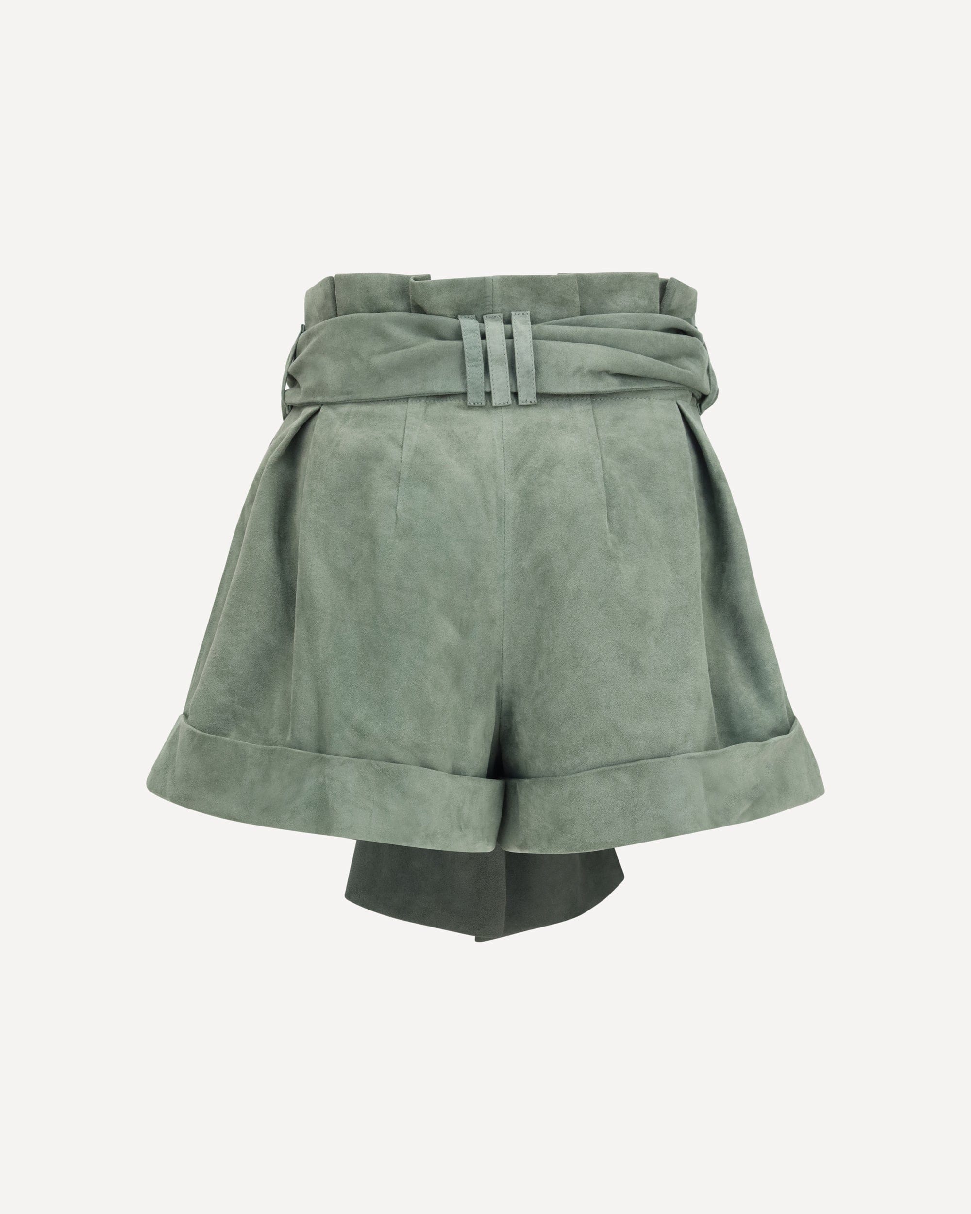 Balmain High-Waisted Suede Shorts With Belt - alternate view
