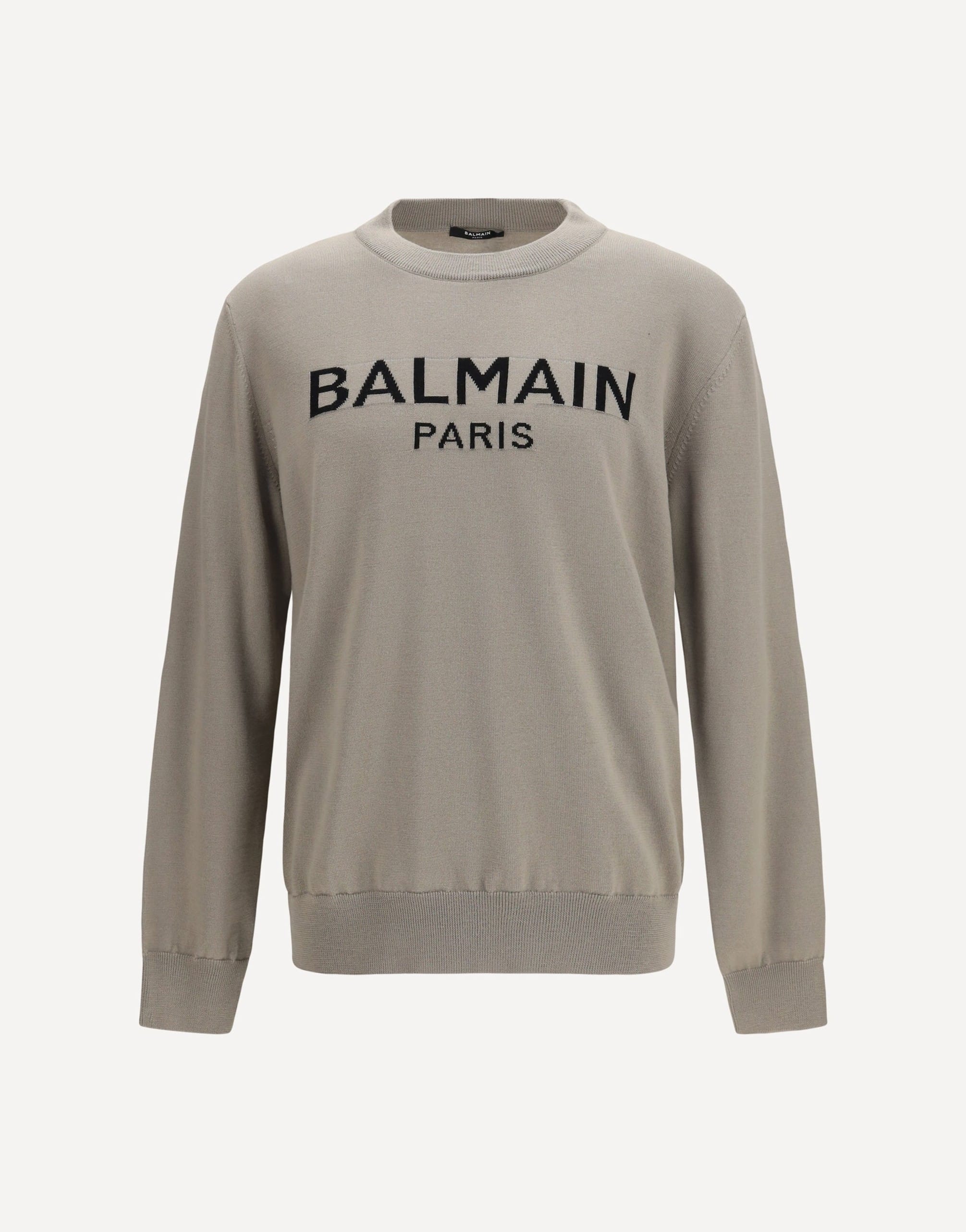 Balmain Balmain Intarsia Logo Crewneck Wool Sweater