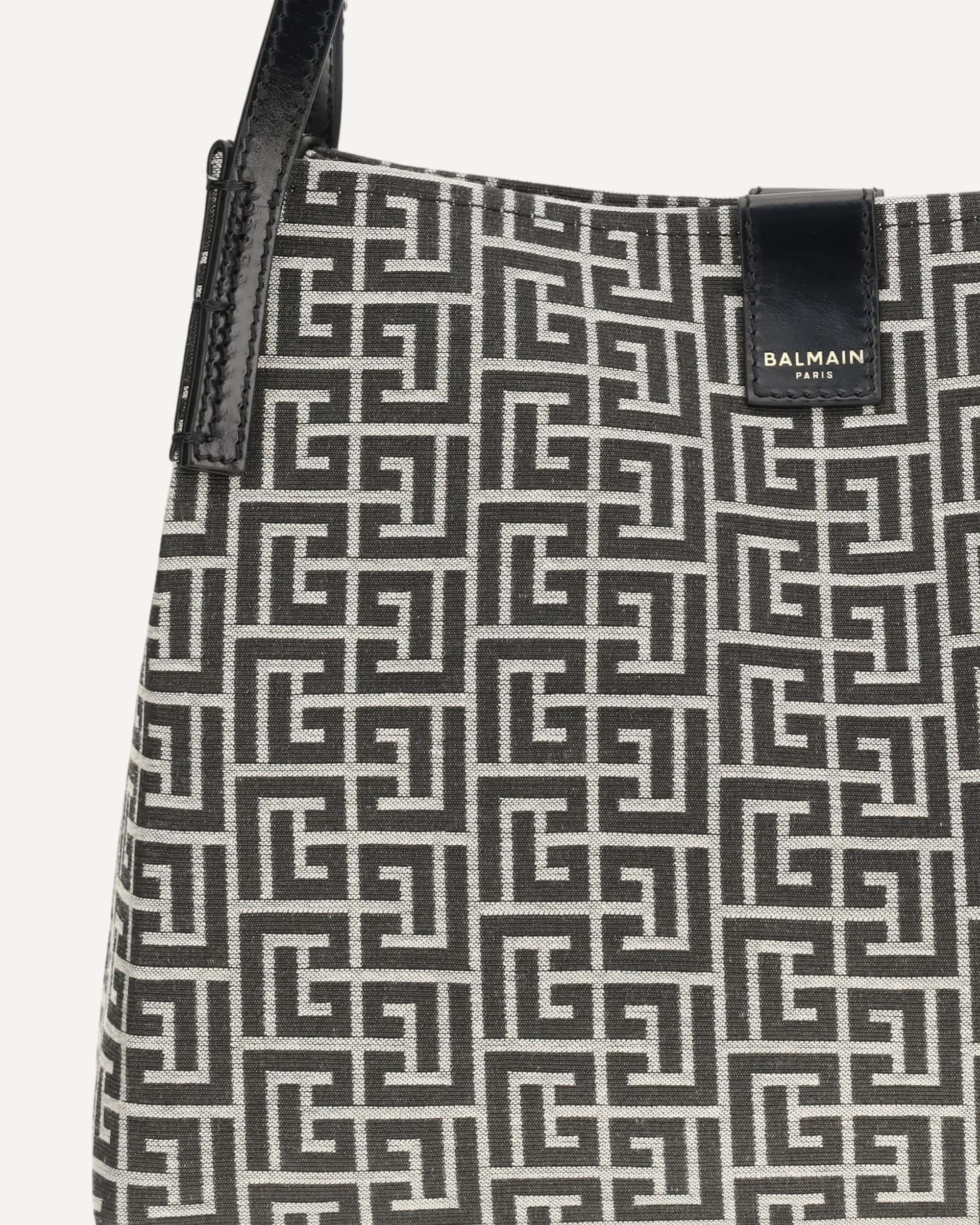 Balmain Jacquard And Leather Tote Bag