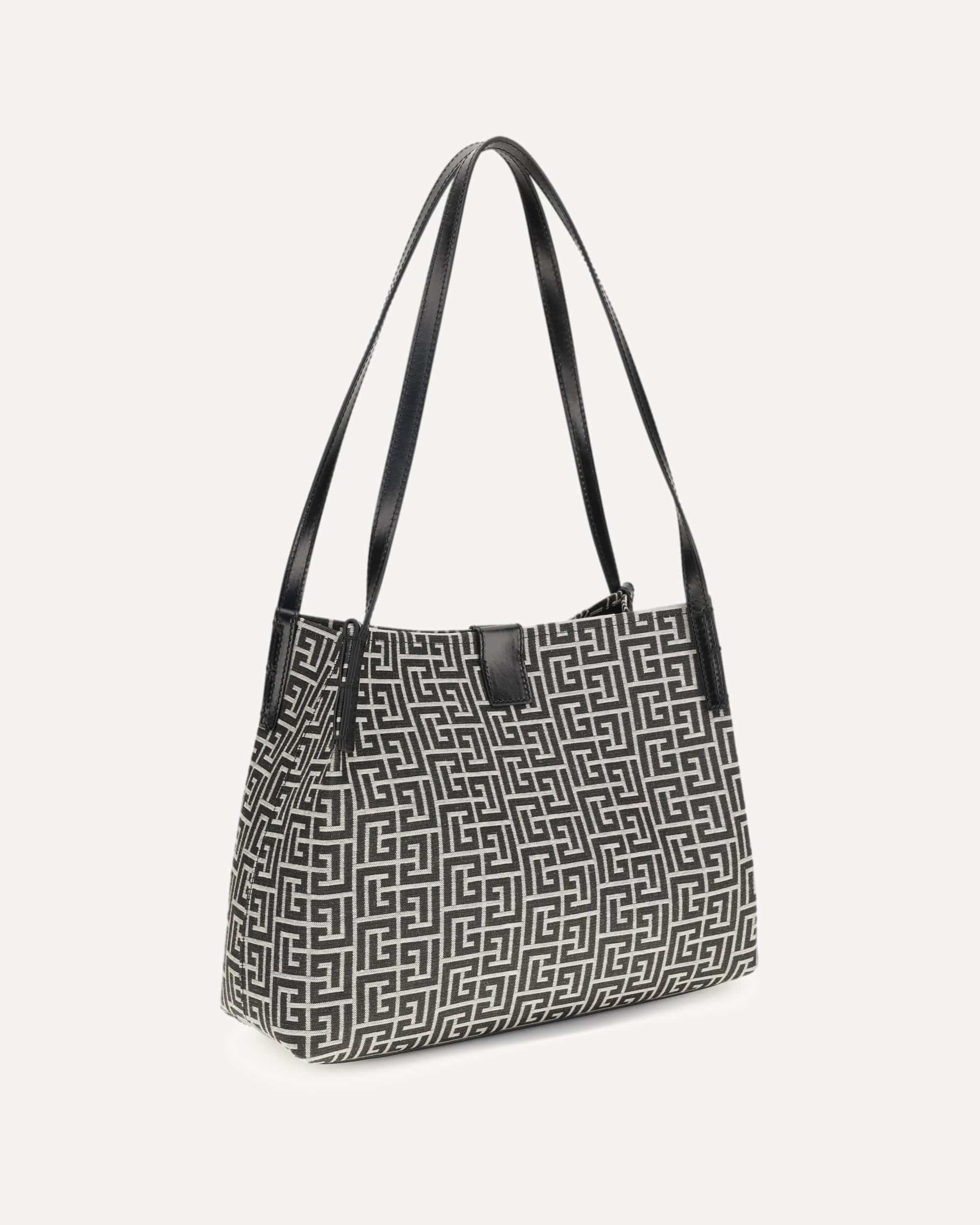 Balmain Jacquard And Leather Tote Bag