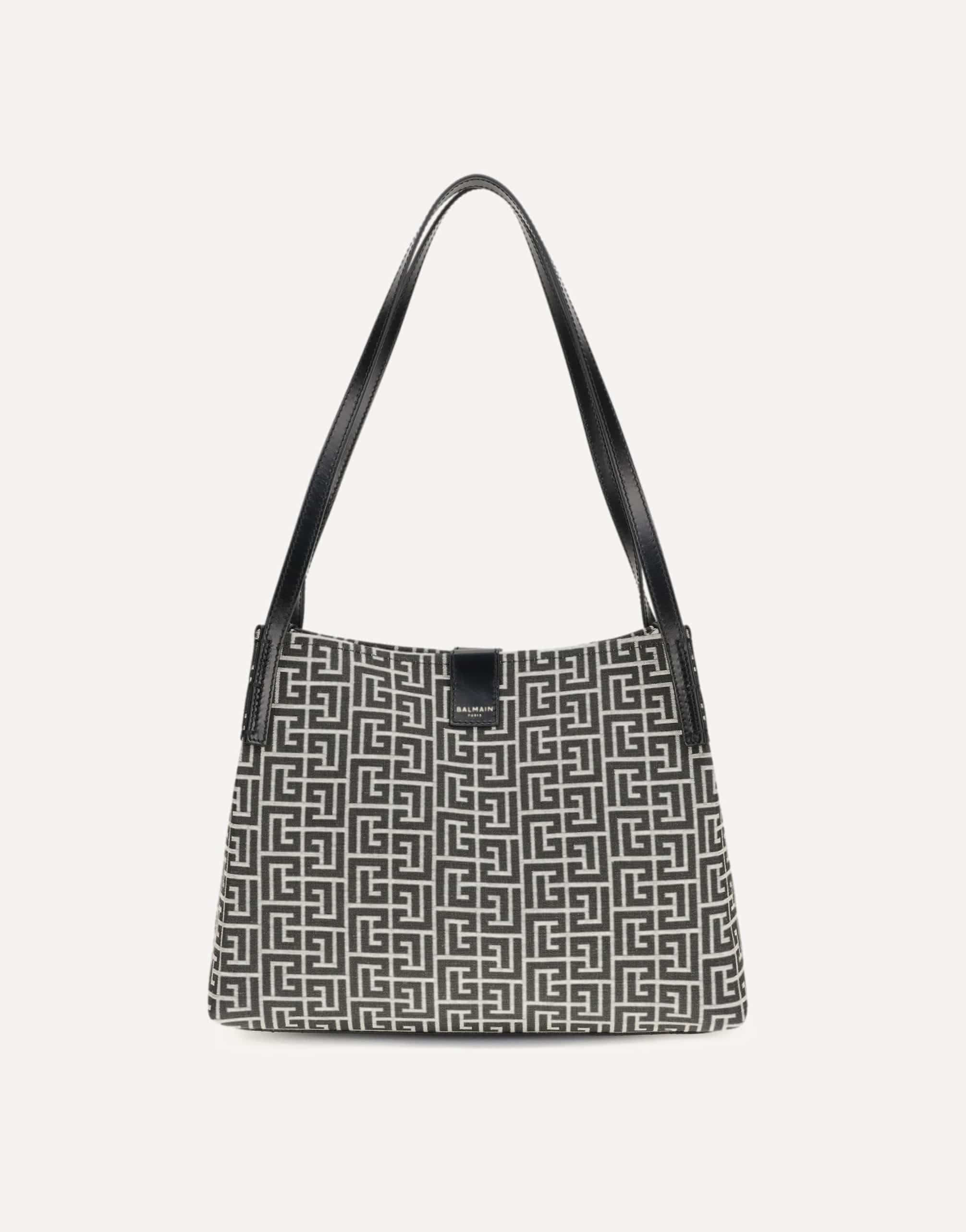 Balmain Jacquard And Leather Tote Bag