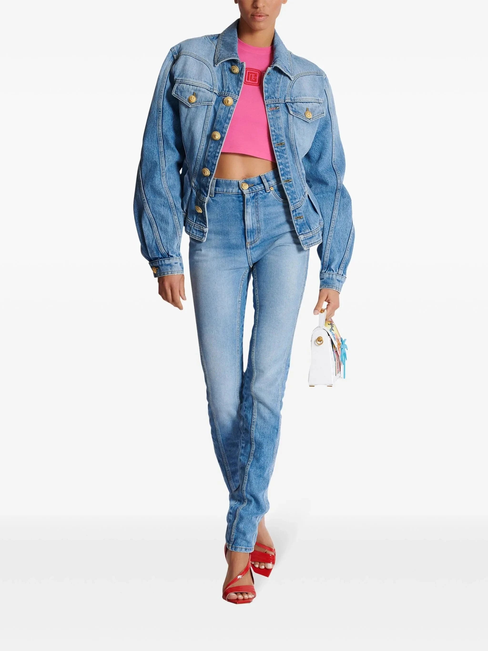 Balmain Logo-Embroidered Cropped Tank Top