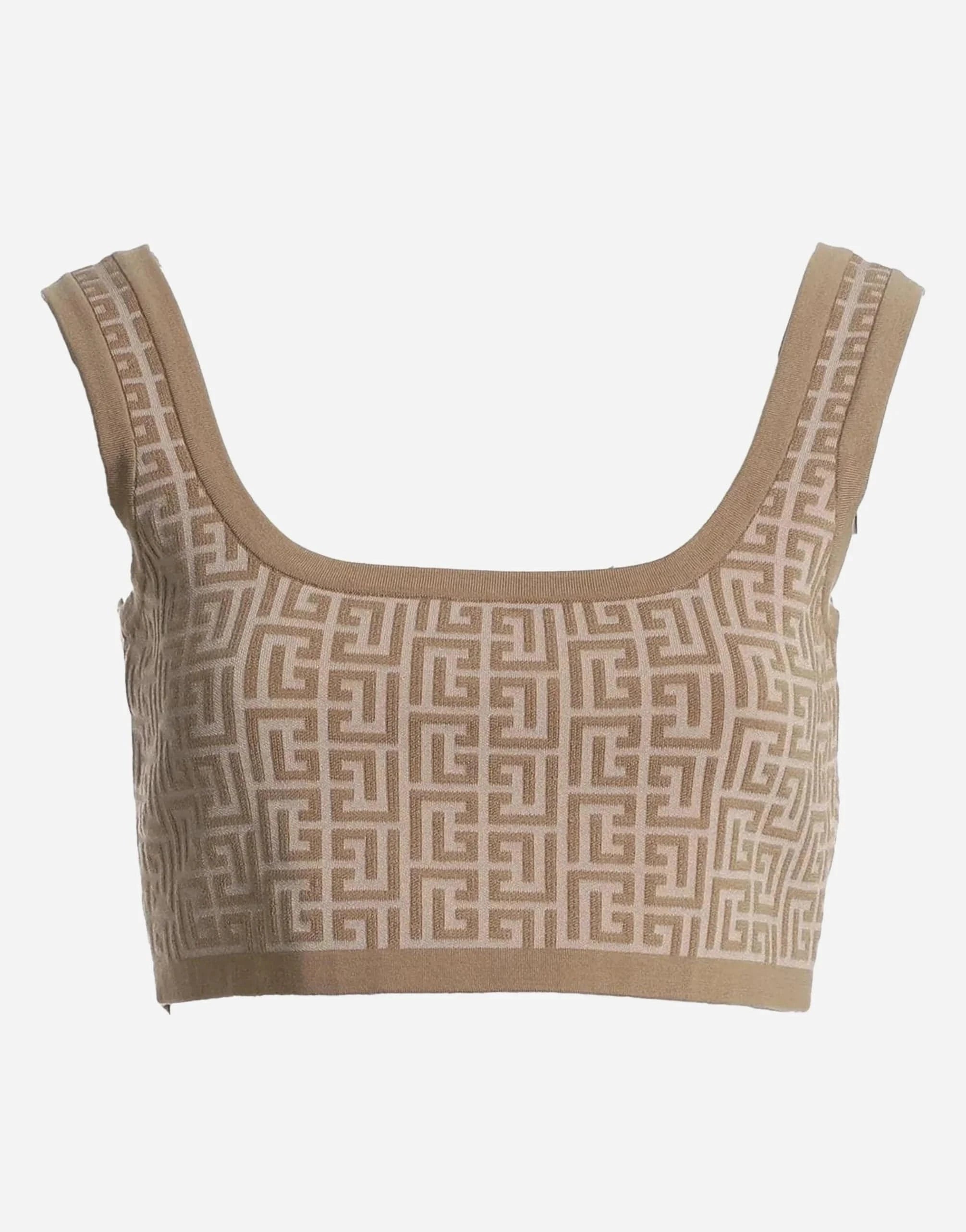 Balmain Logo Monogram Crop Top