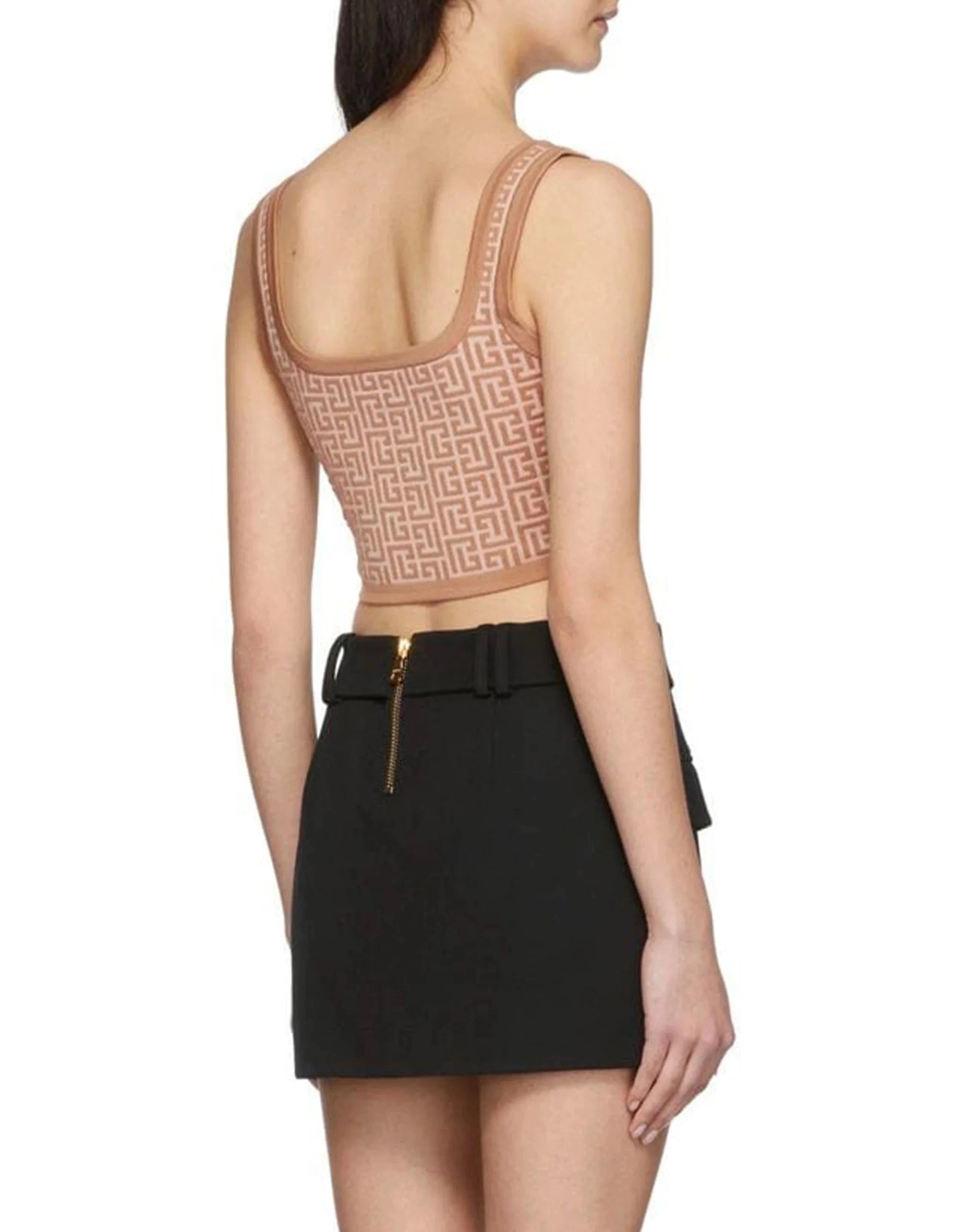 Balmain Logo Monogram Crop Top