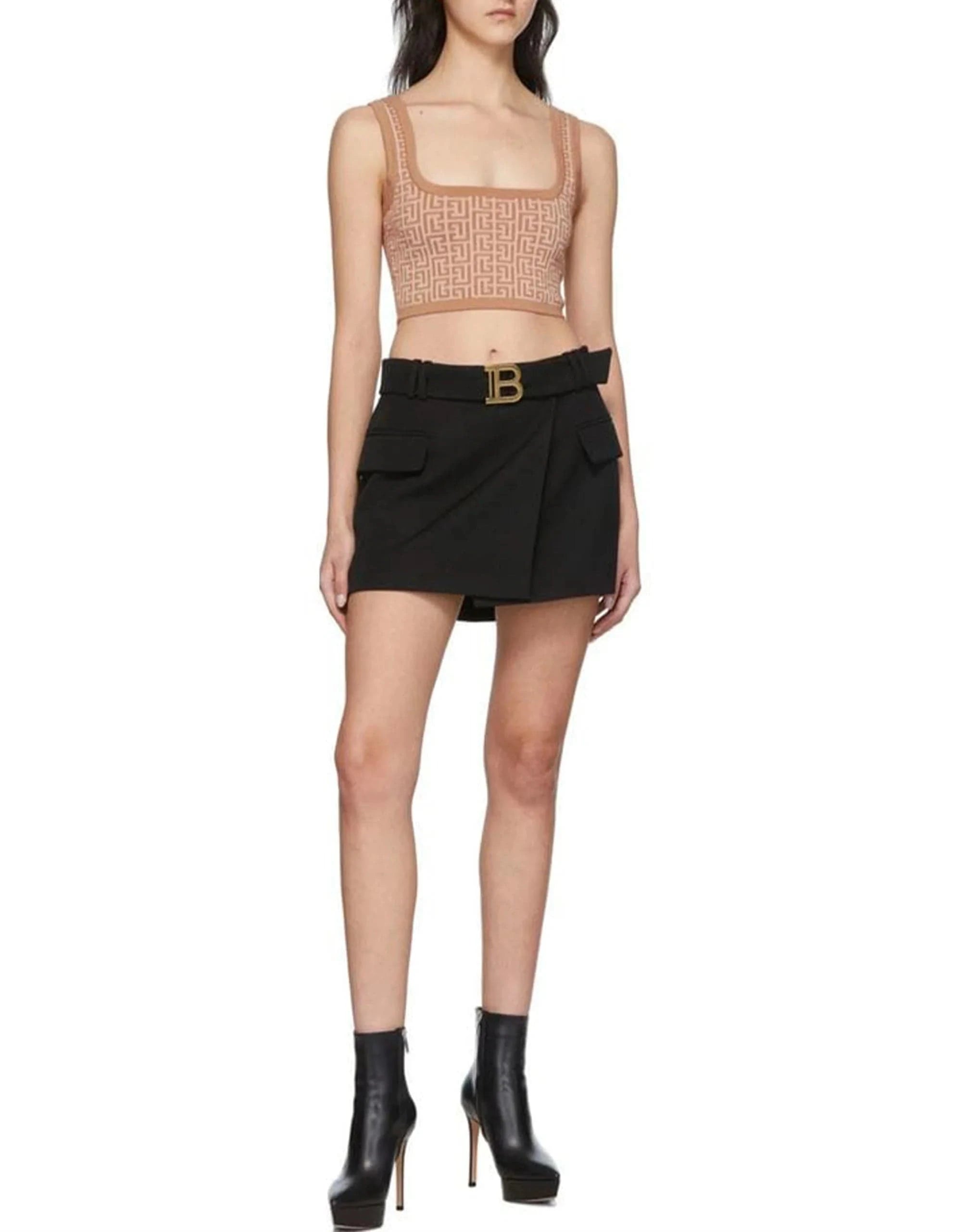 Balmain Logo Monogram Crop Top