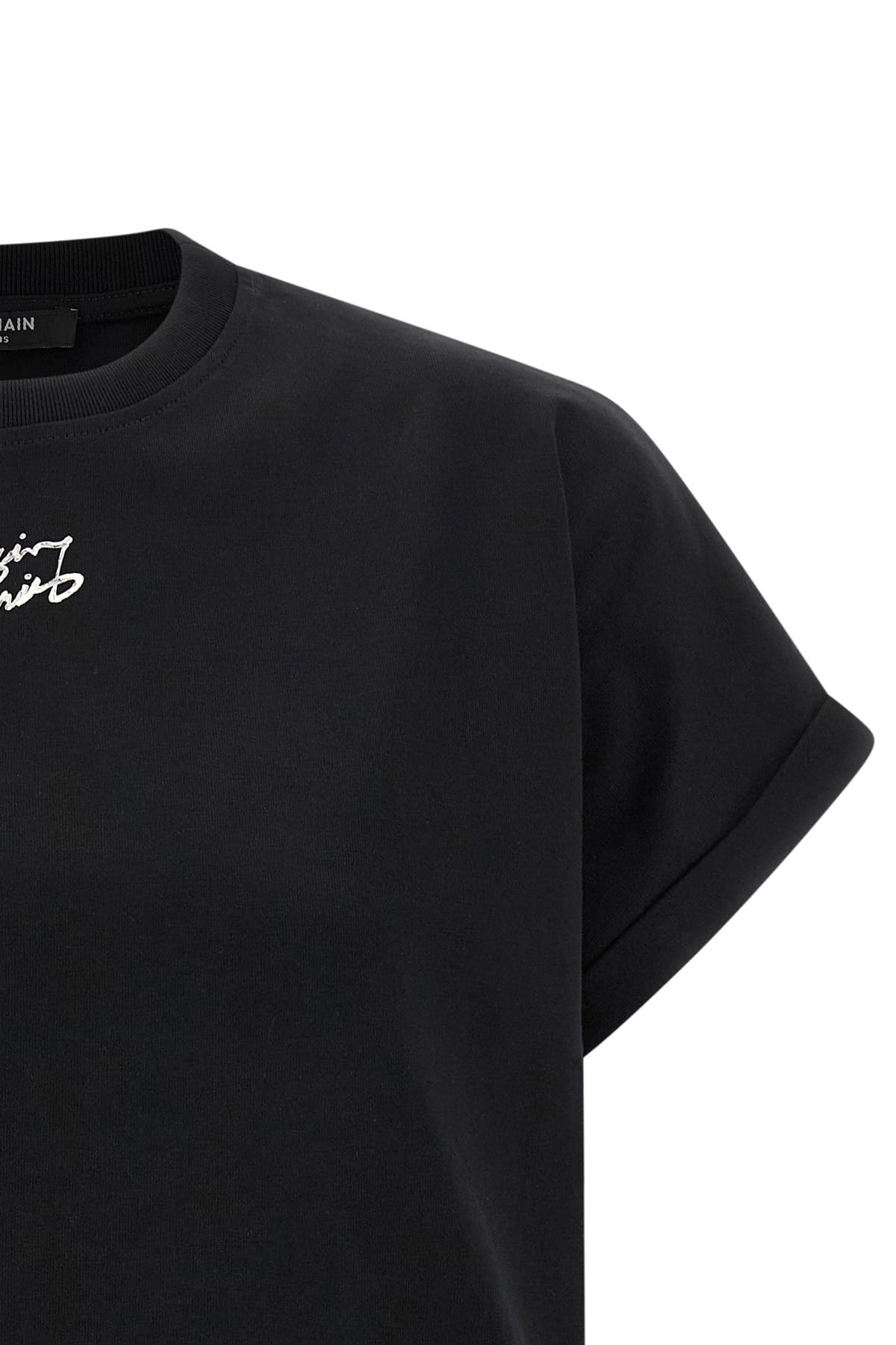 Balmain Balmain Logo Print Cropped T-Shirt