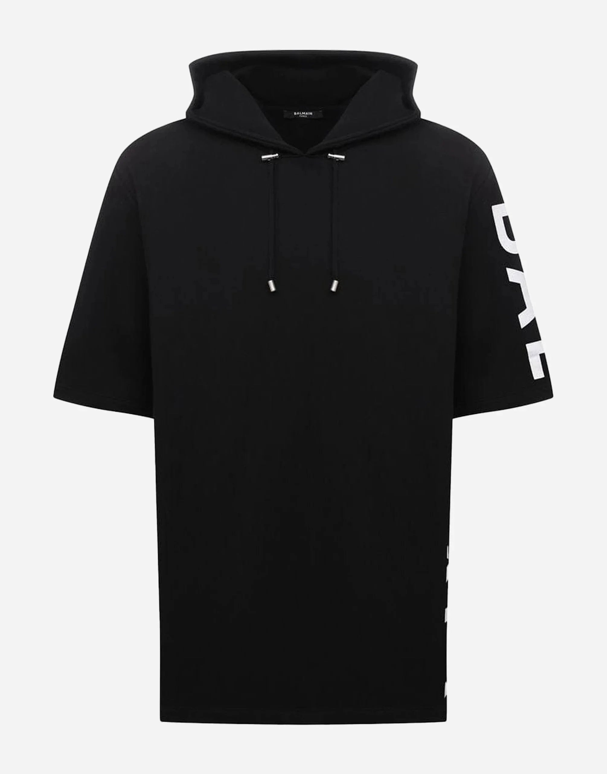 Balmain Logo-Print Short-Sleeve Cotton Hoodie
