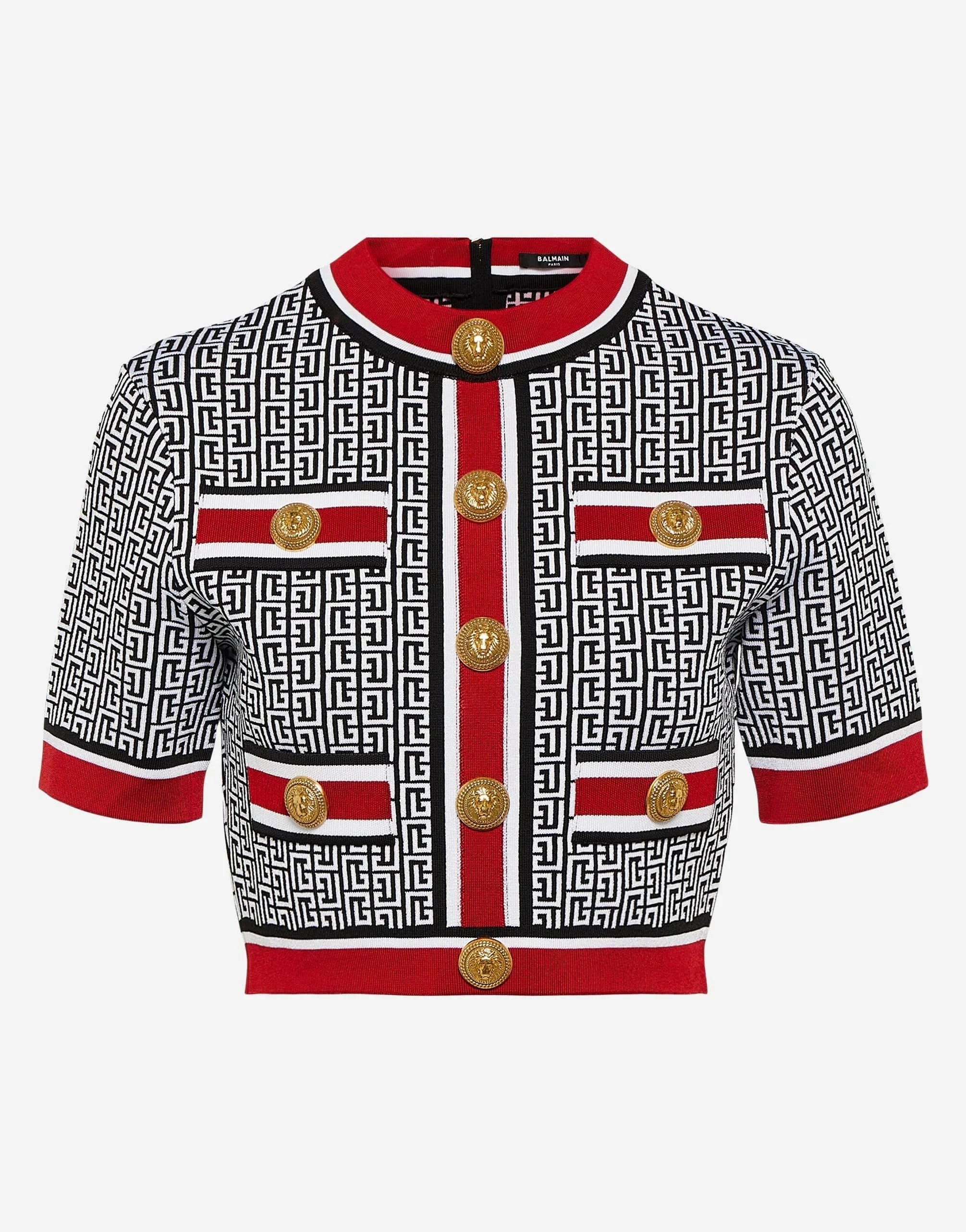 Balmain Monogram Embellished Knit Crop Top