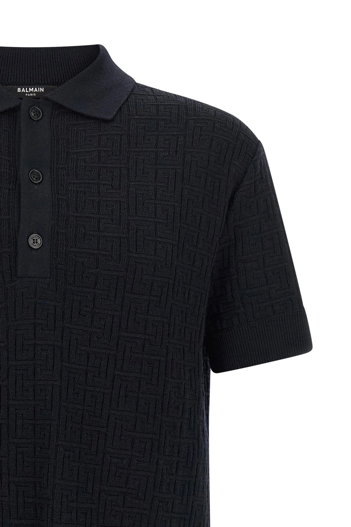 Balmain Balmain Monogram Knit Polo Shirt