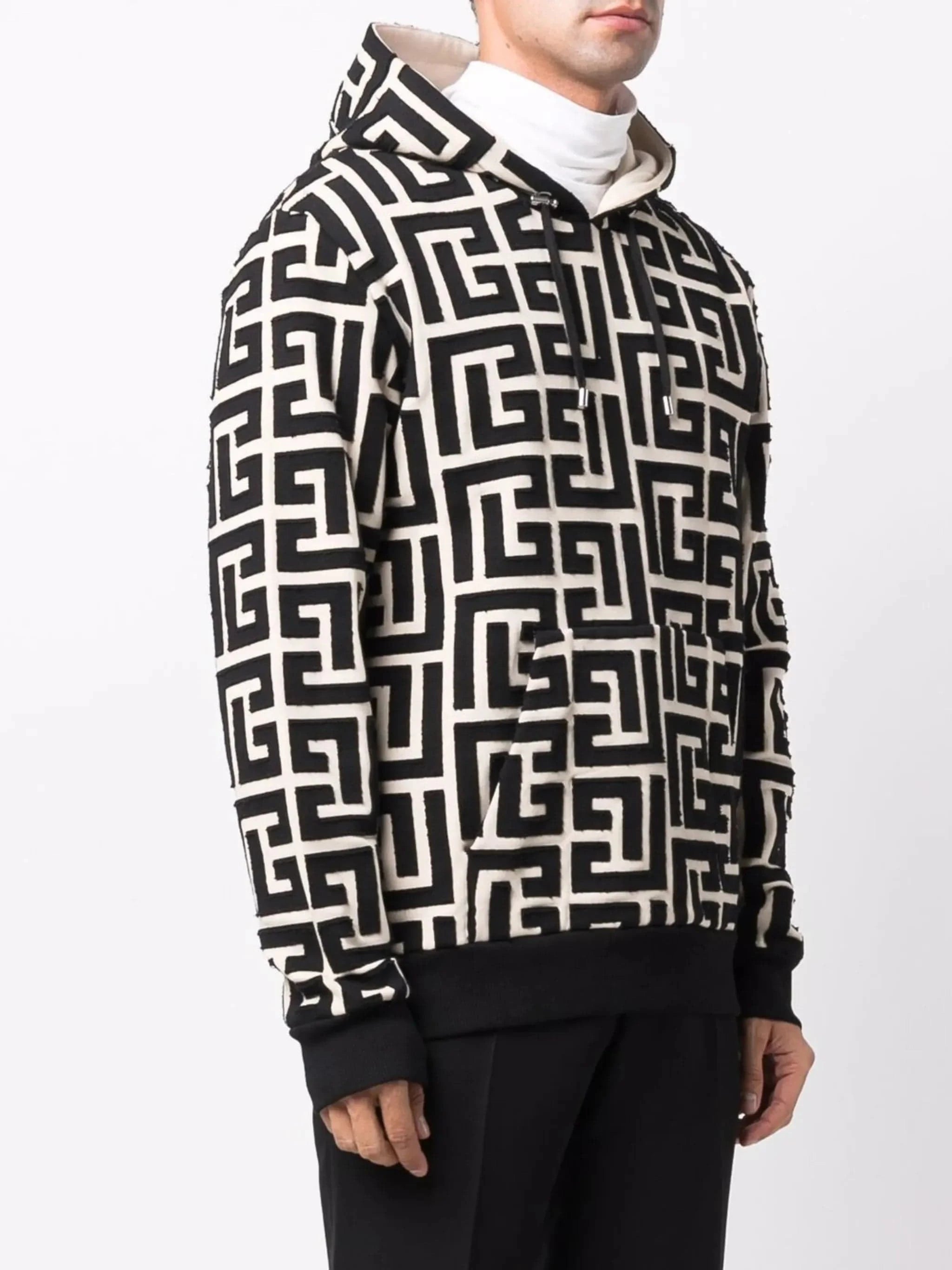 Balmain Monogram-Print Hoodie