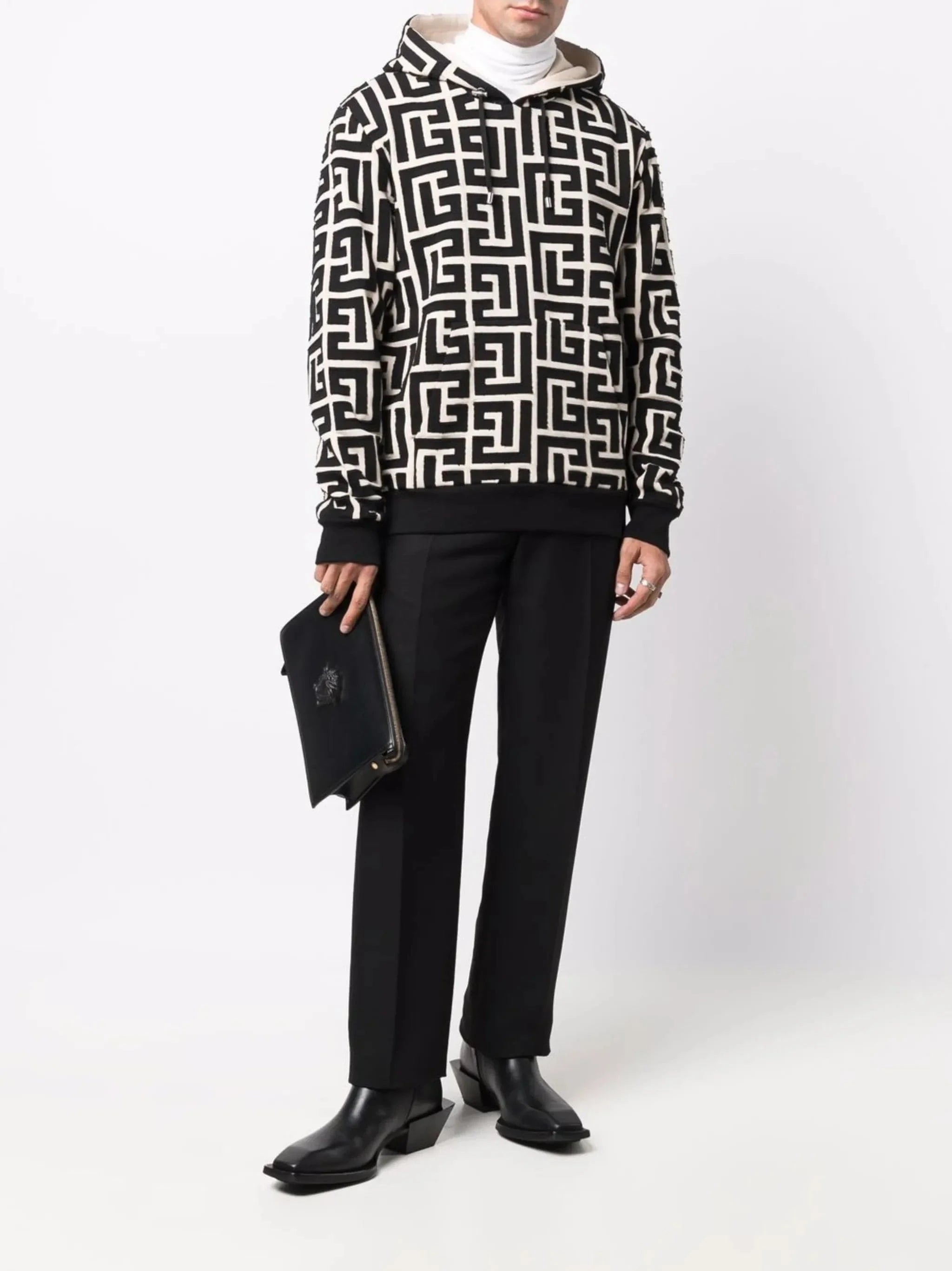 Balmain Monogram-Print Hoodie