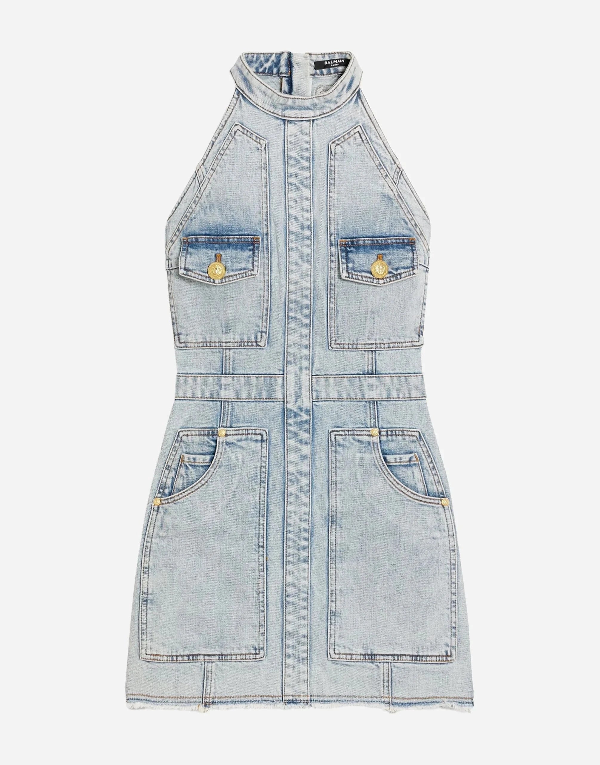 Balmain Panelled Denim Mini Dress