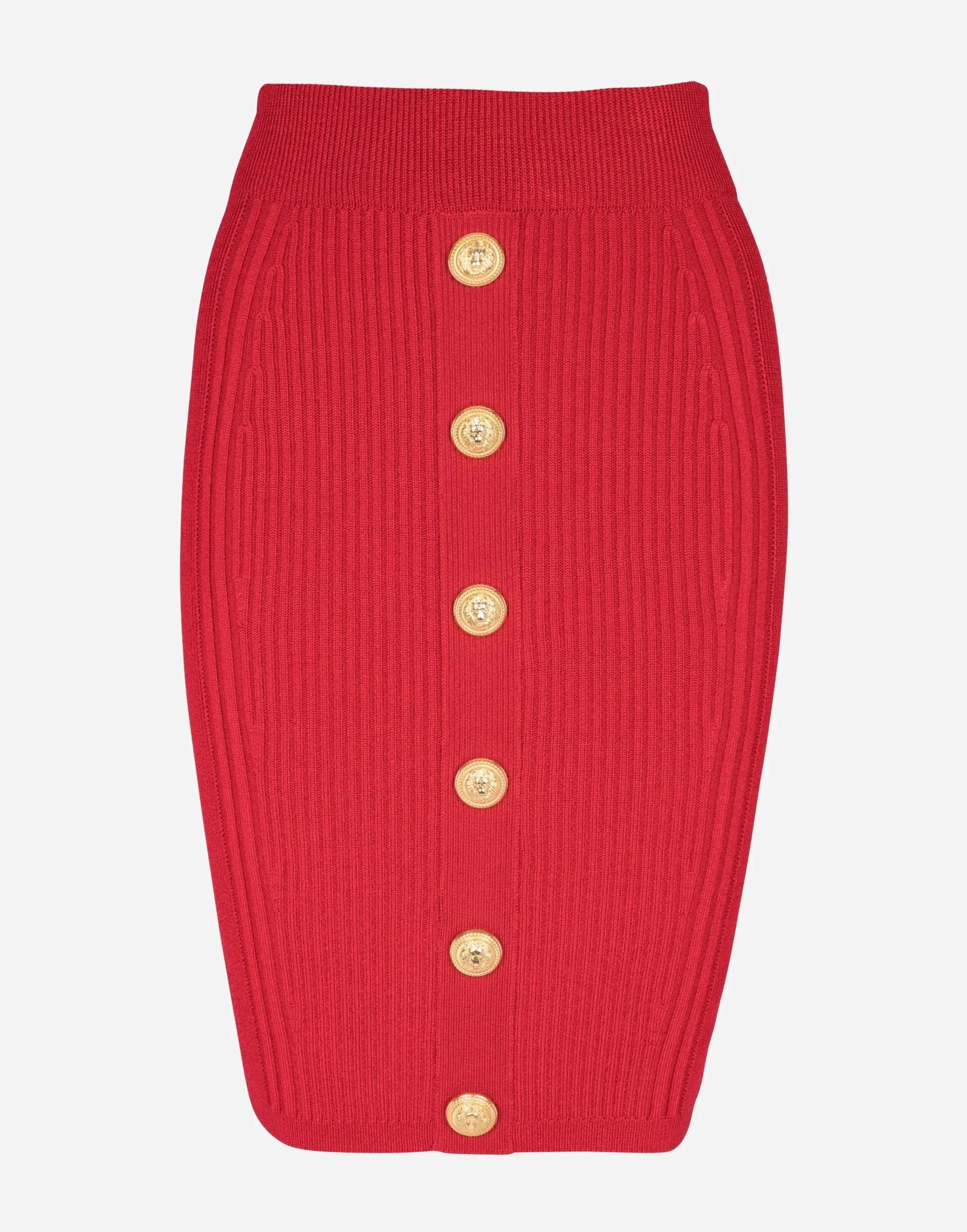 Balmain Ribbed-Knit Pencil Skirt