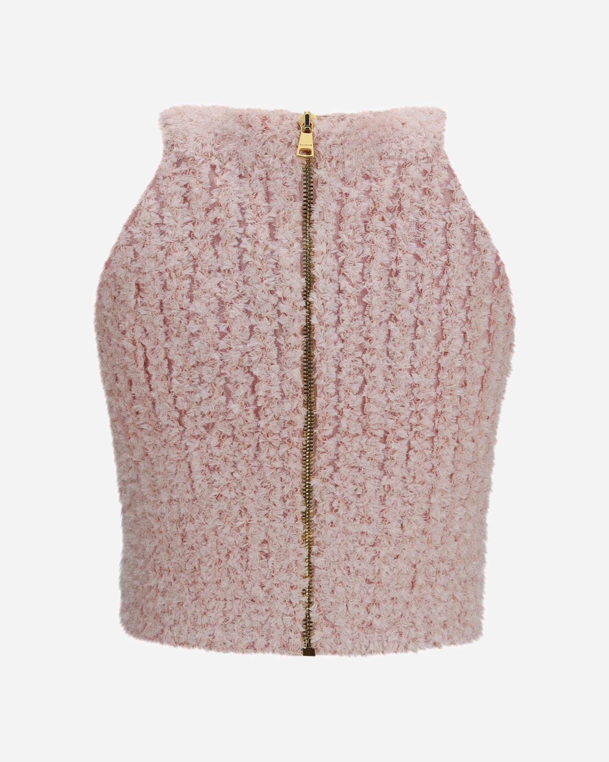 Balmain Sleeveless Crew Neck Tweed Top