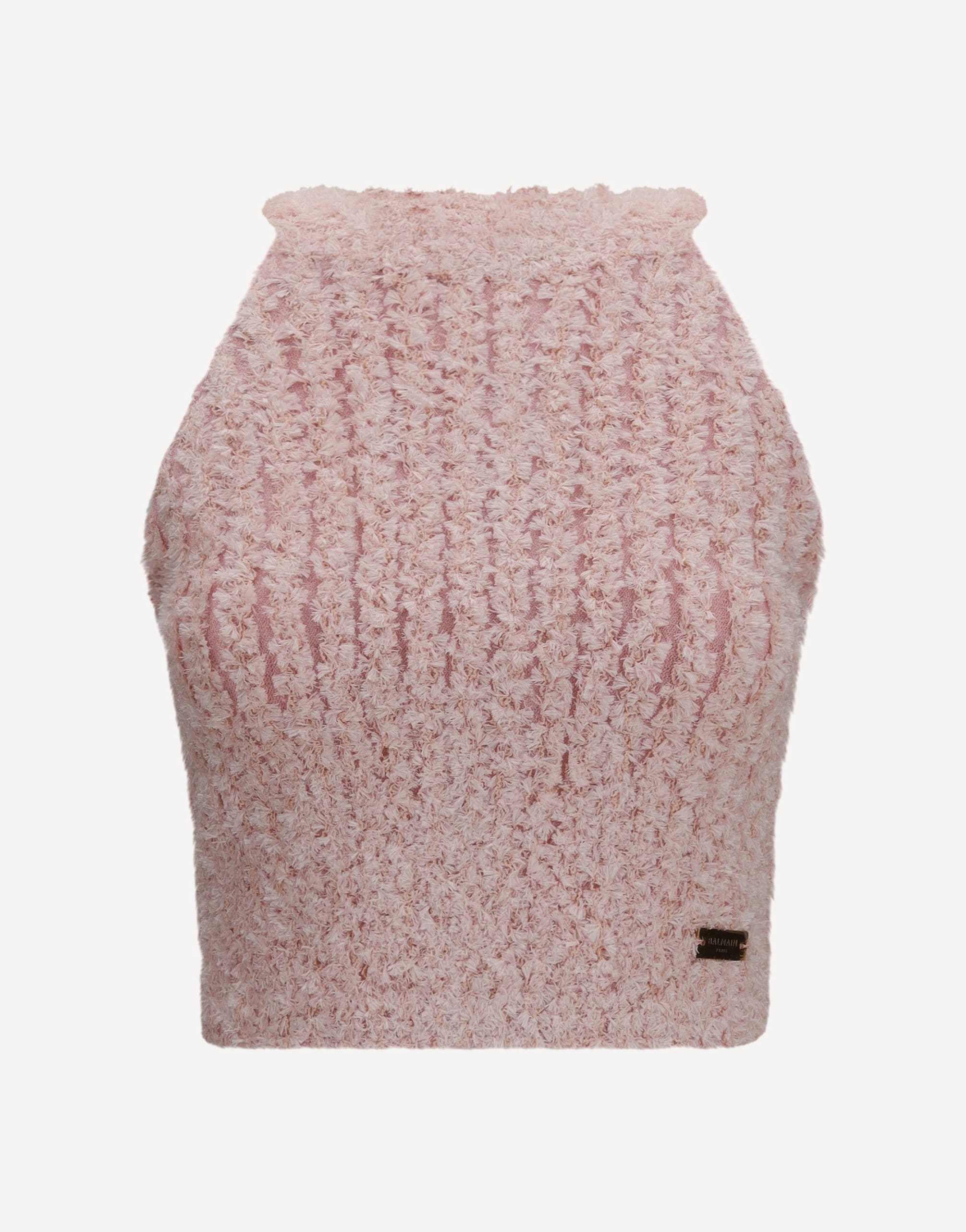 Balmain Sleeveless Crew Neck Tweed Top
