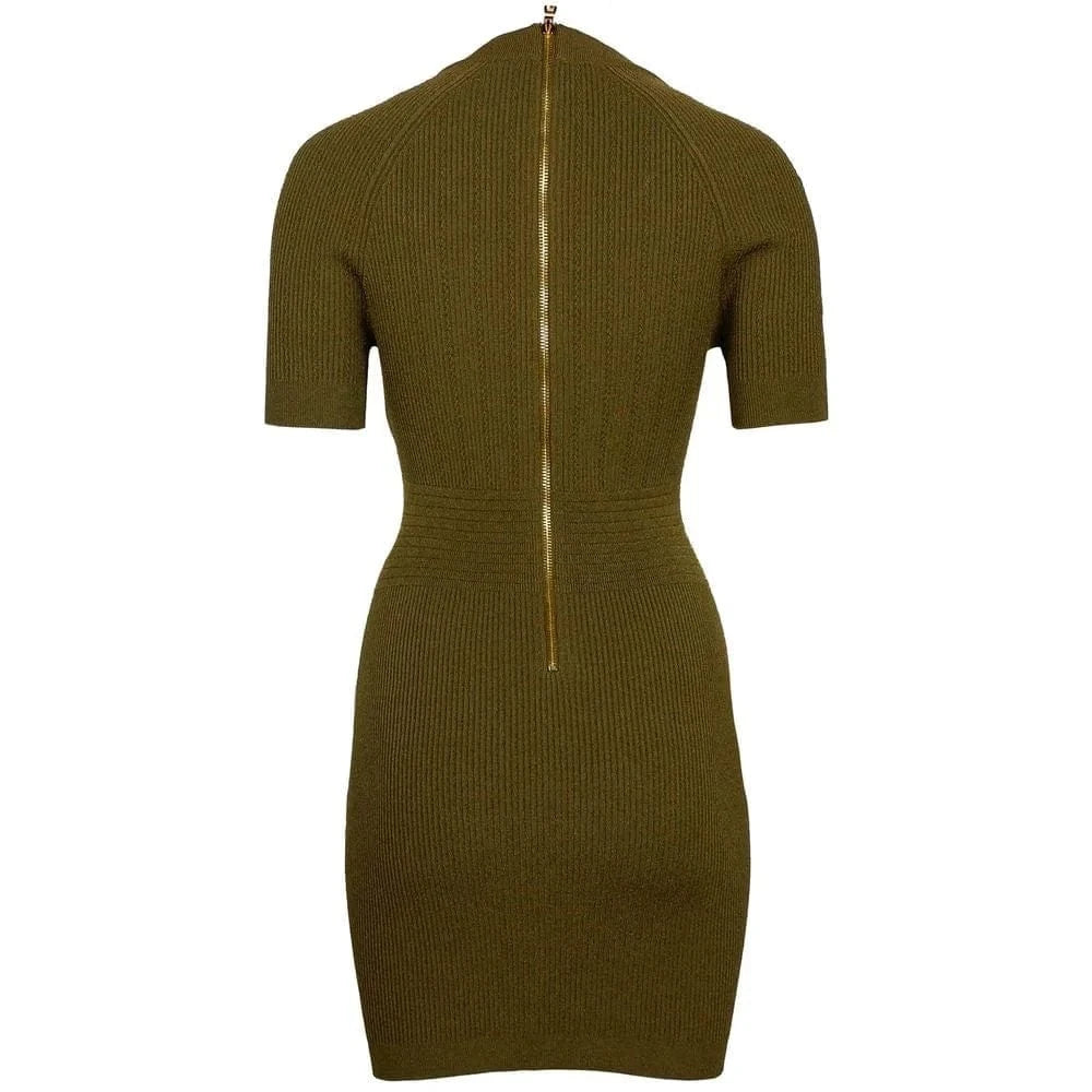 Balmain Square Neck Knit Mini Dress