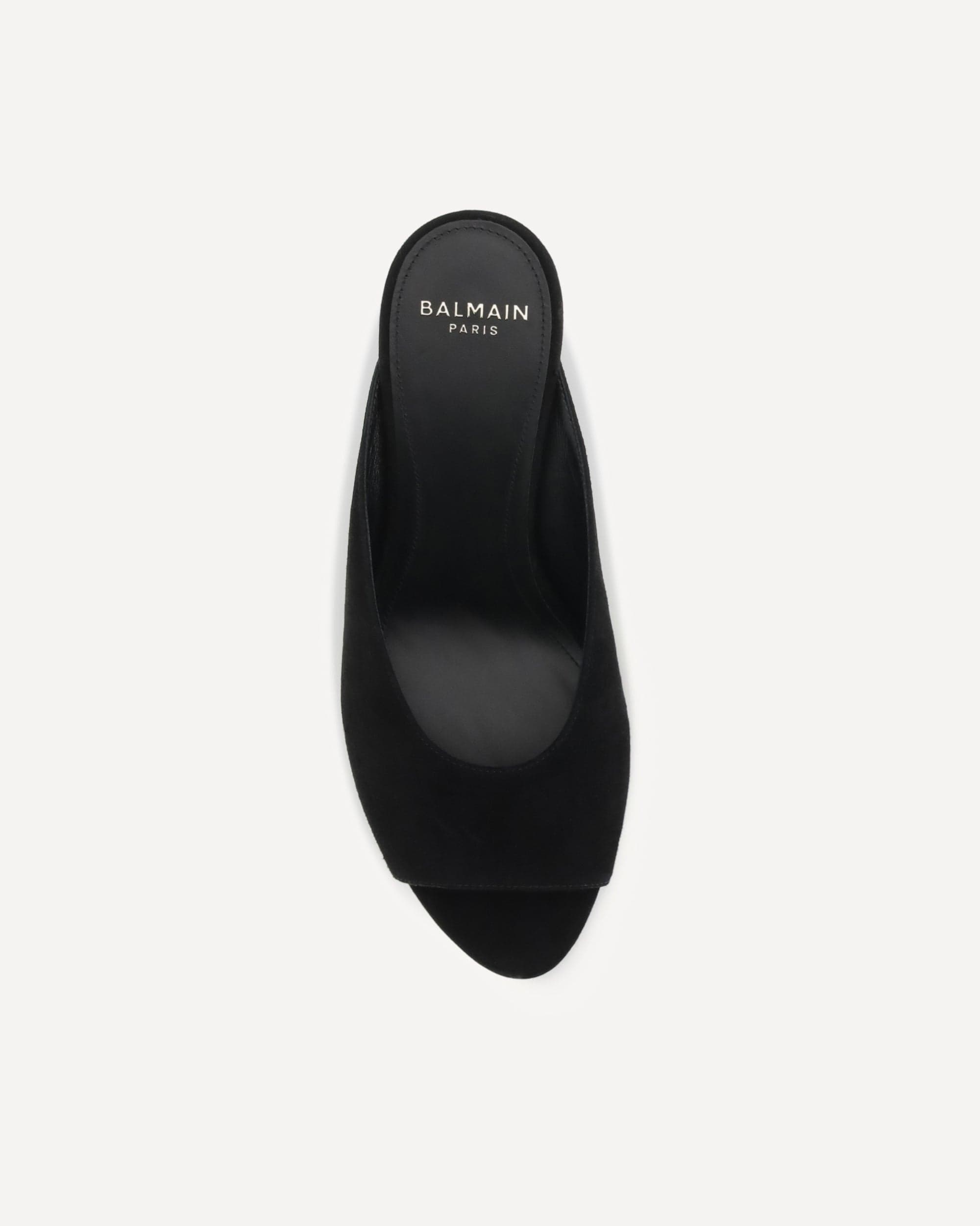 Balmain Balmain Suede Open-Toe Cut-Out Mules