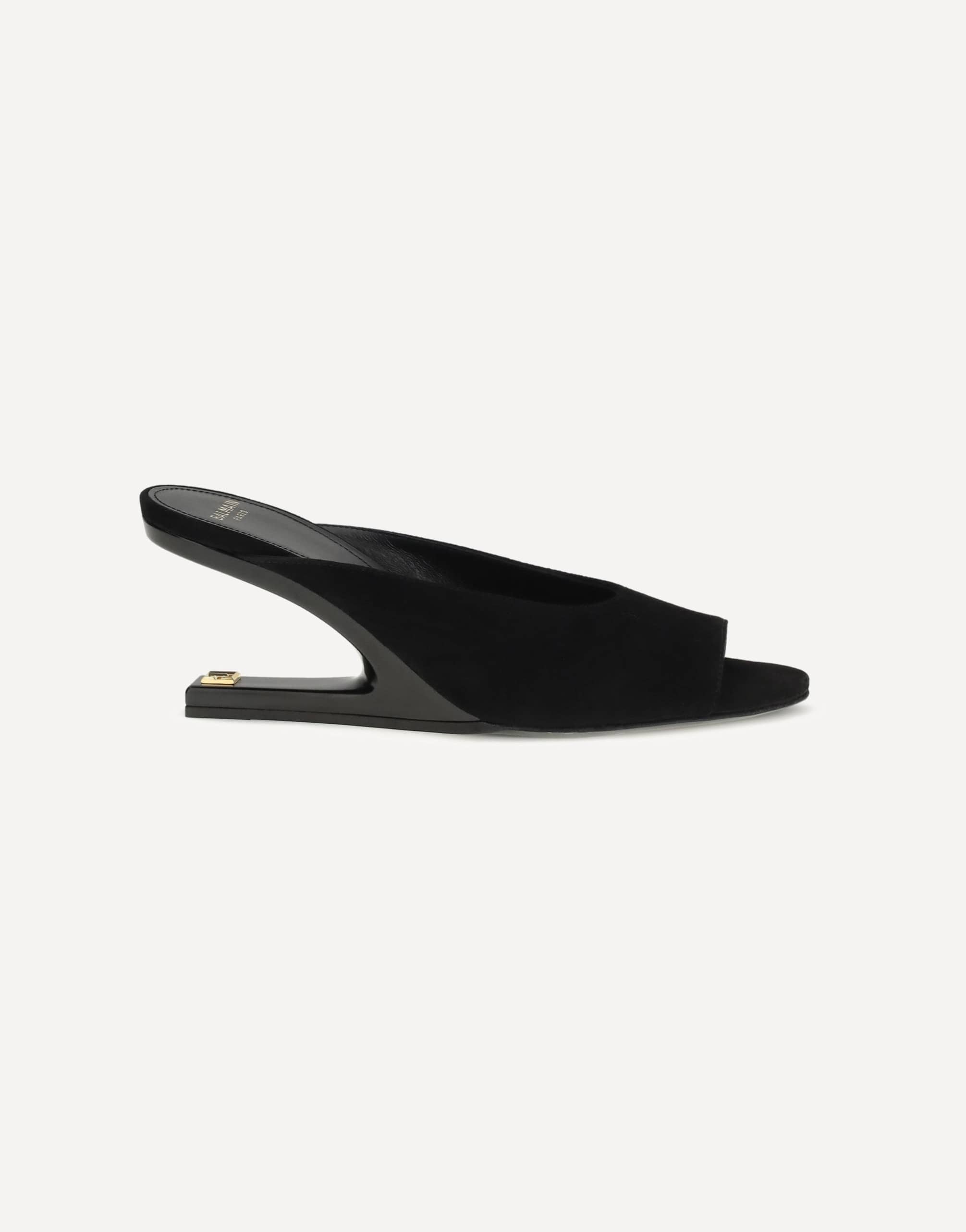 Balmain Balmain Suede Open-Toe Cut-Out Mules