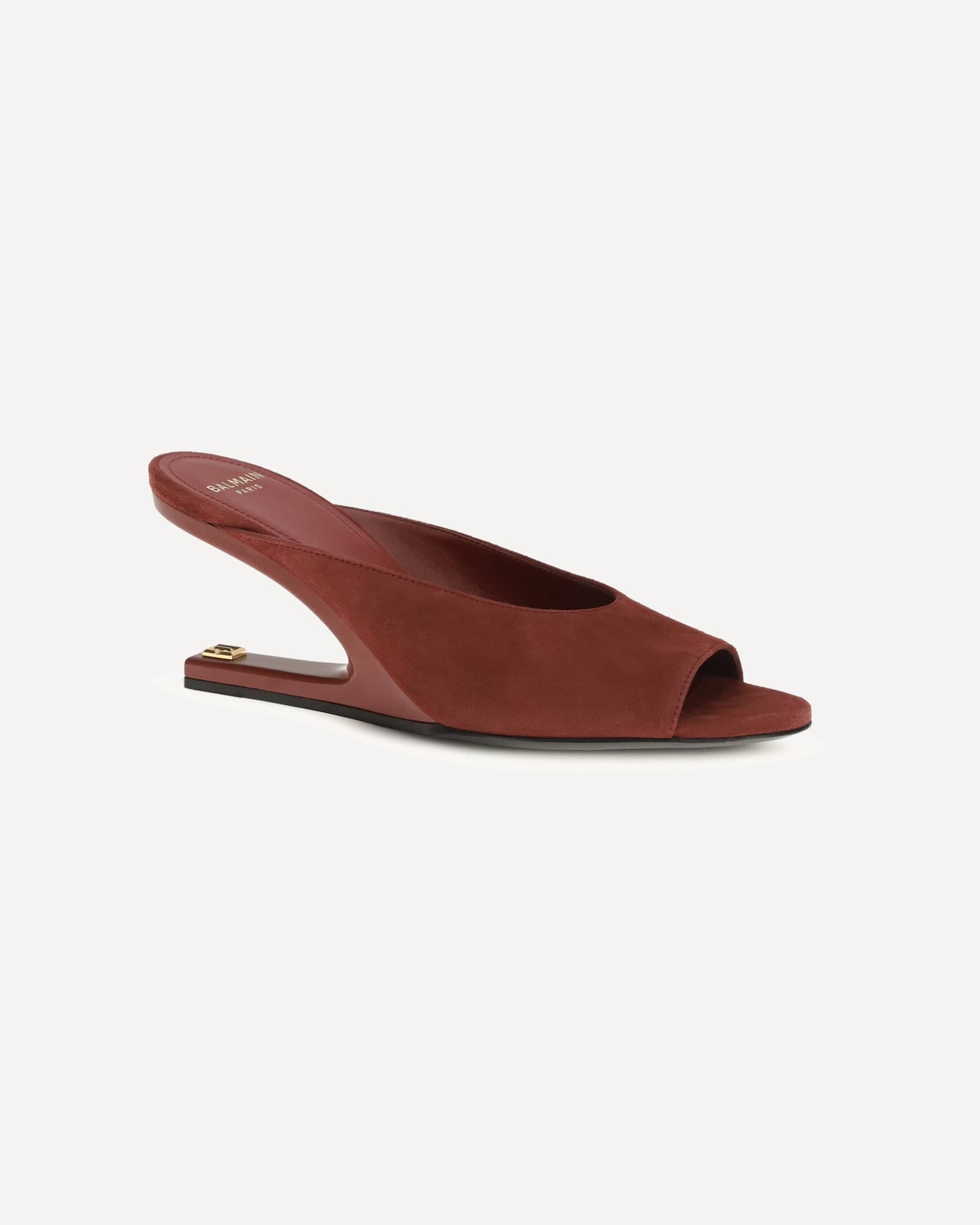 Balmain Suede Open-Toe Mules - alternate view
