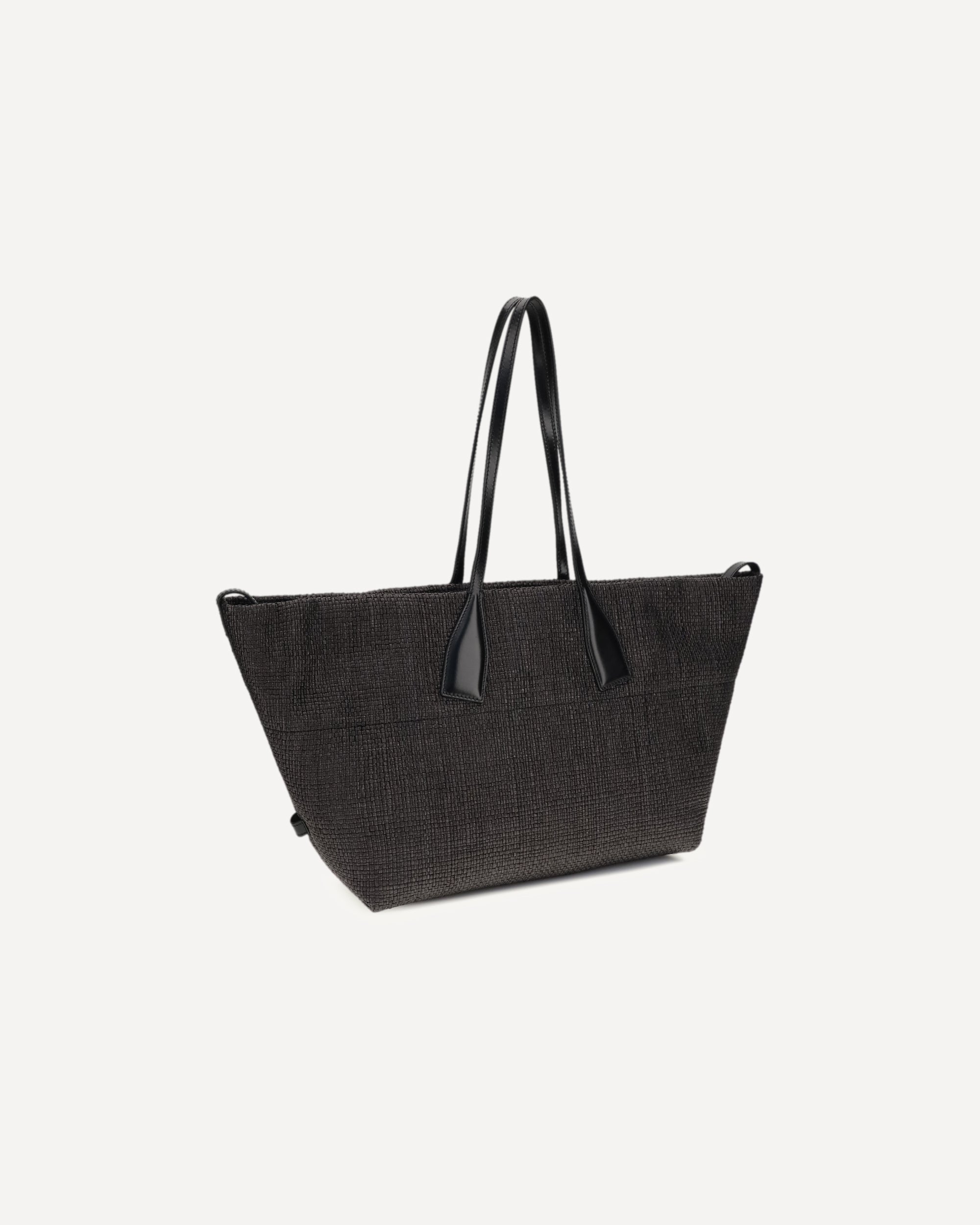 Balmain Track Shoulder Bag In Leather And Raffia