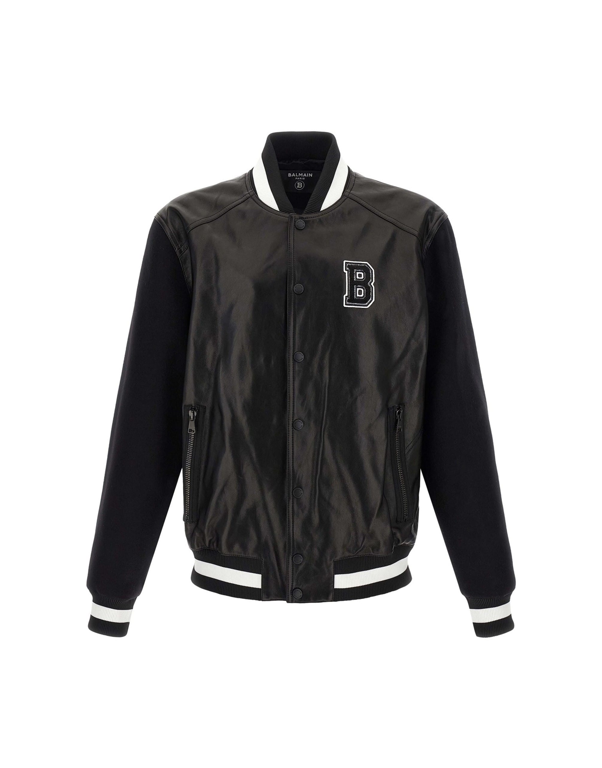 Balmain Balmain Varsity Leather Bomber Jacket