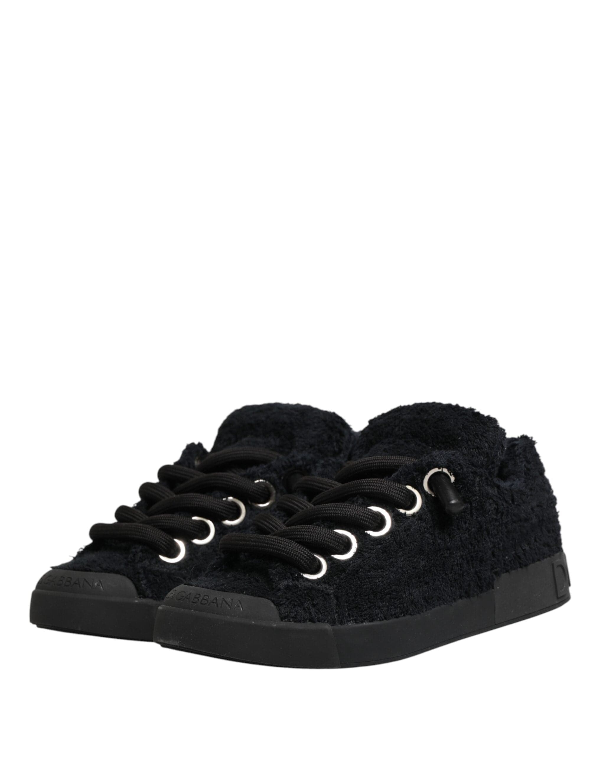 Dolce & Gabbana Black Faux Shearling Low-Top Sneakers - alternate view