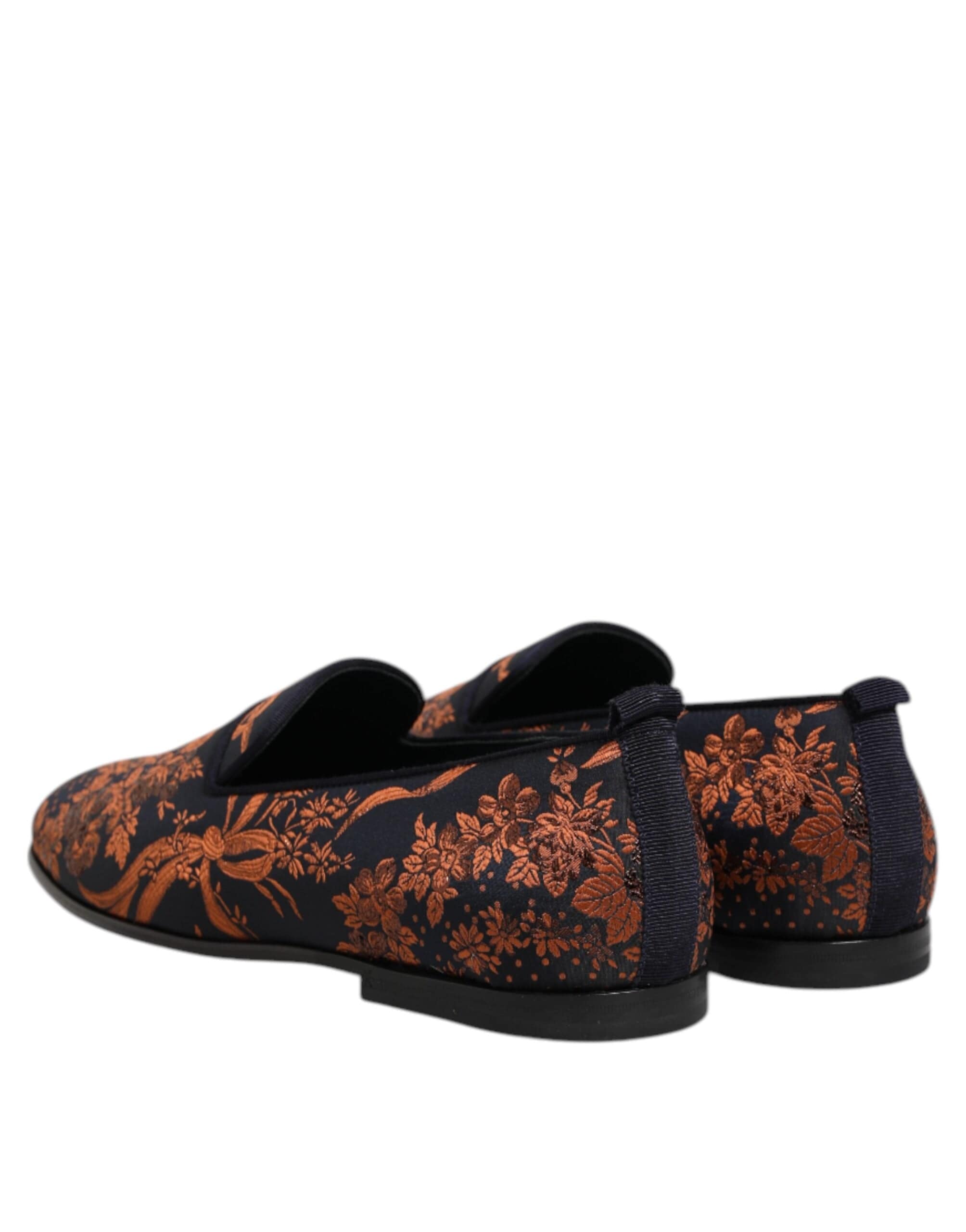 Dolce & Gabbana Black Jacquard Polyester Slip On Loafers Shoes