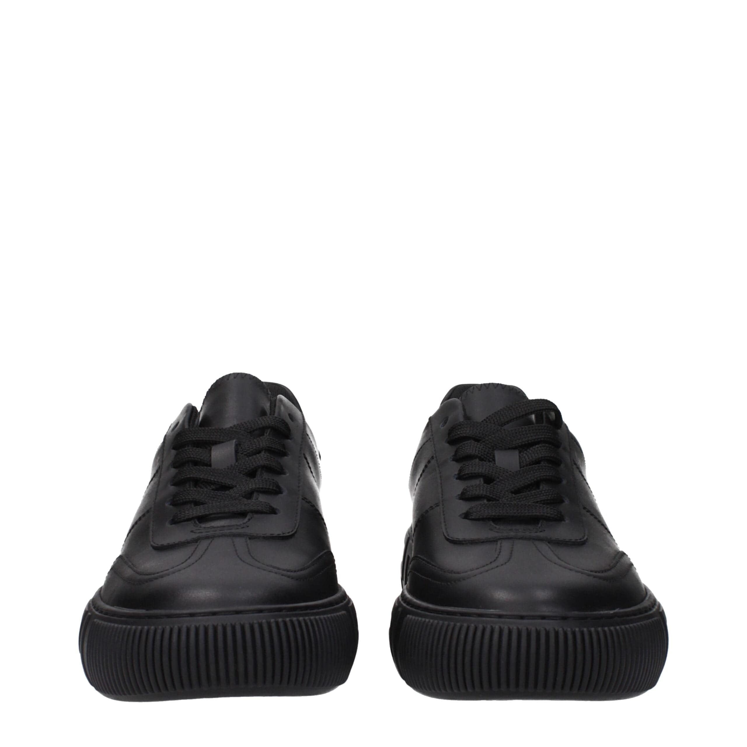Versace Black Leather Low Tops