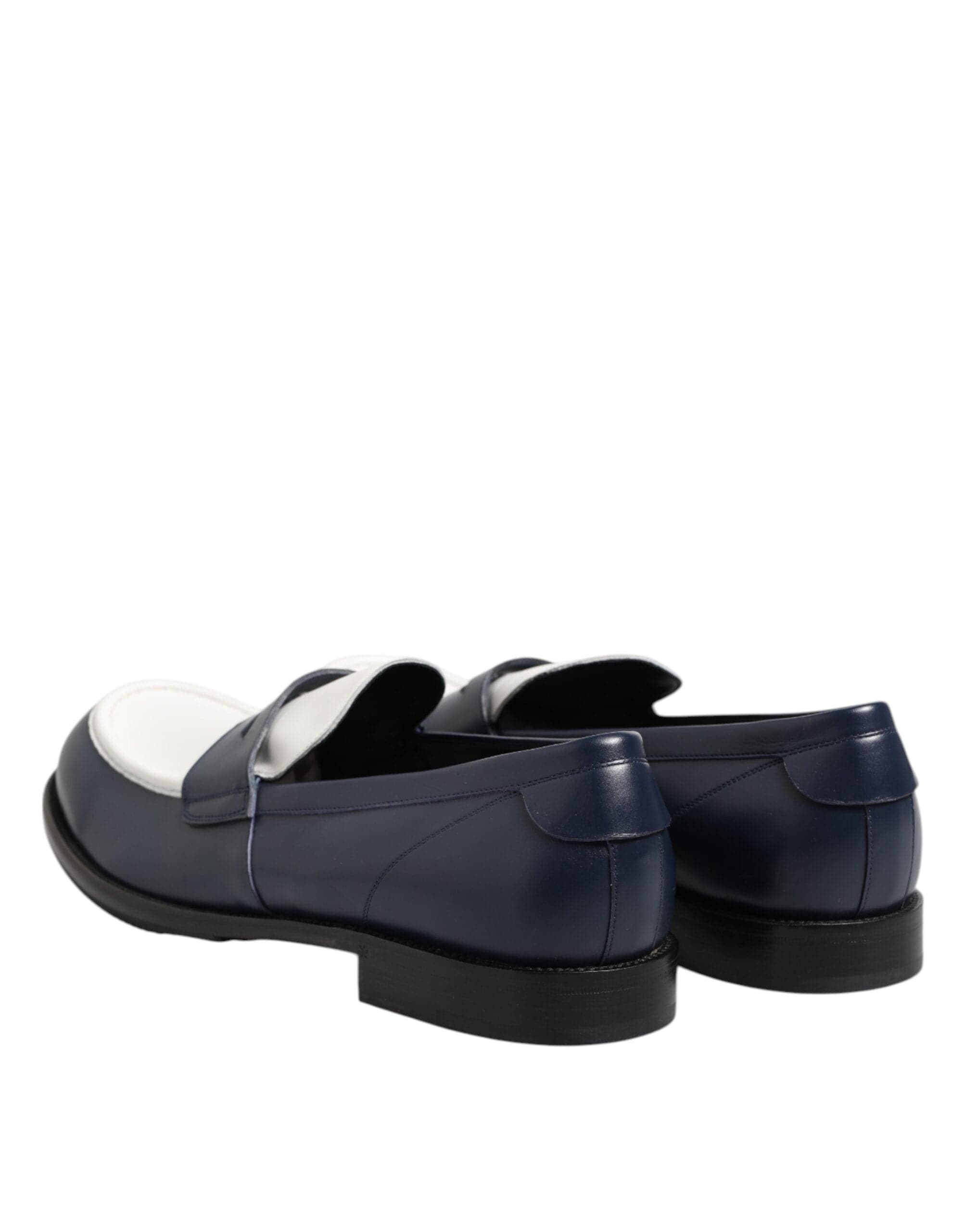 Dolce & Gabbana Black White Leather Slip On Loafers Men Dress Shoes