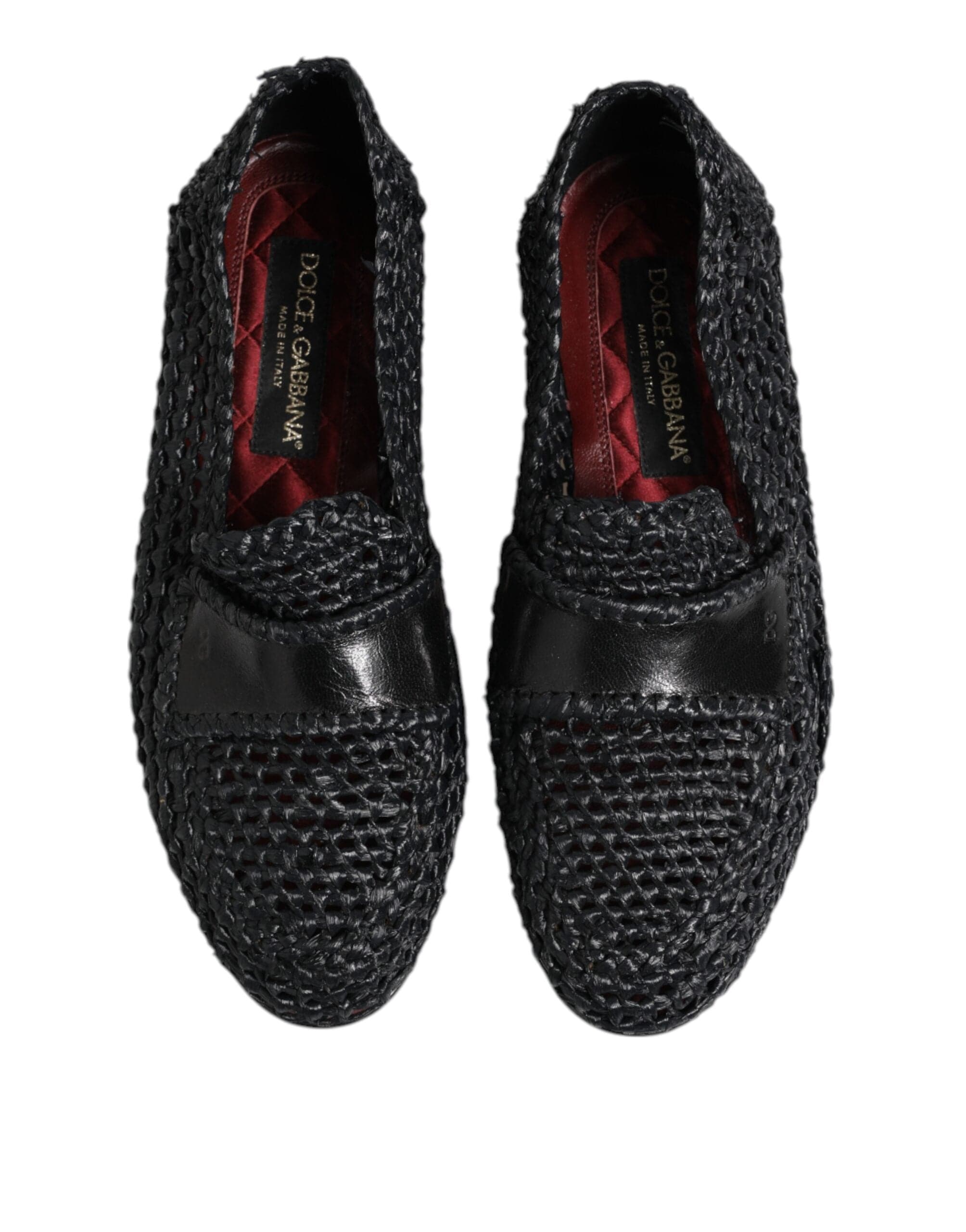 Dolce & Gabbana Black Woven Leather Slip On Loafers Men Shoes