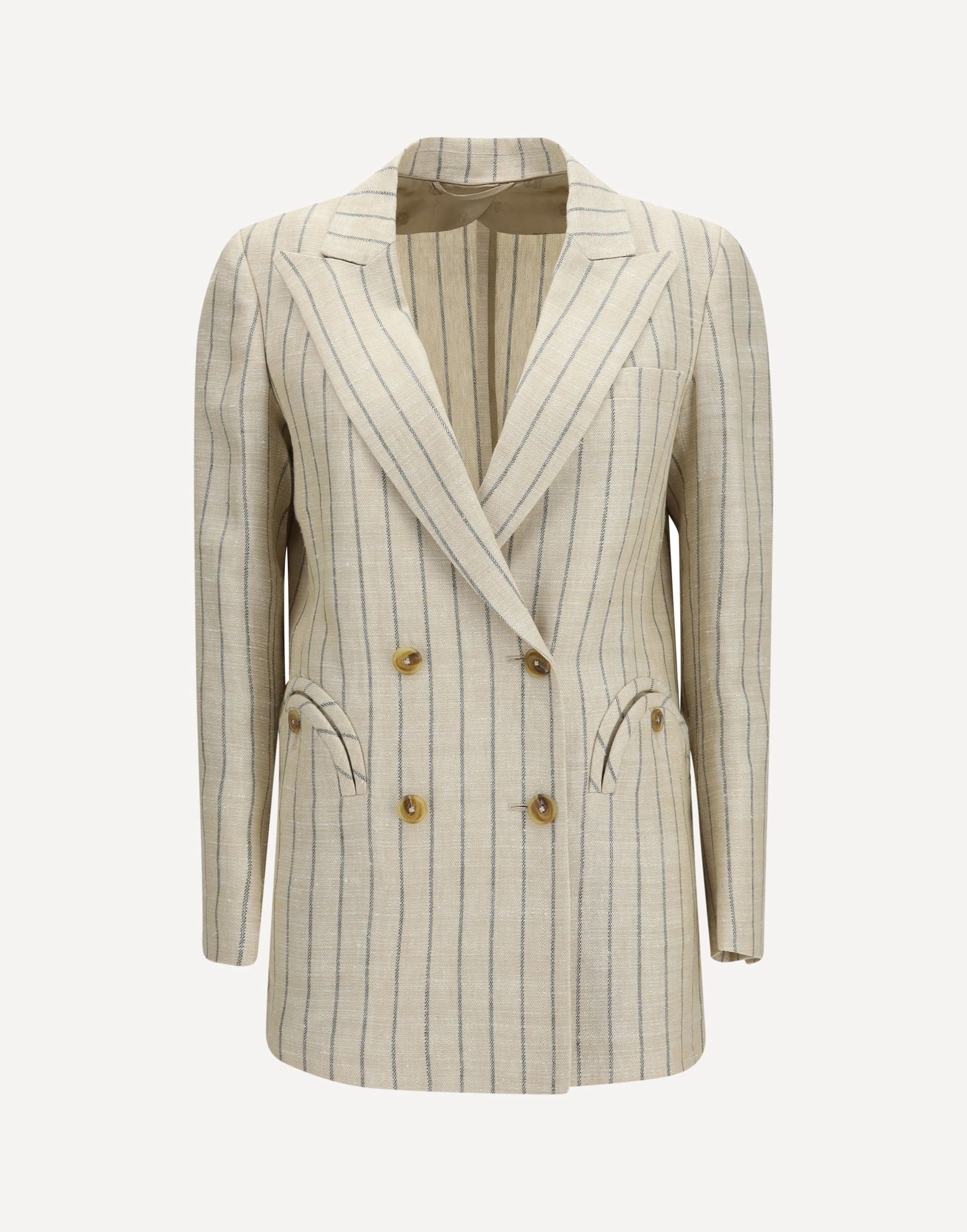 Blazé Milano Serene Tea Pinstripe Double-Breasted Blazer