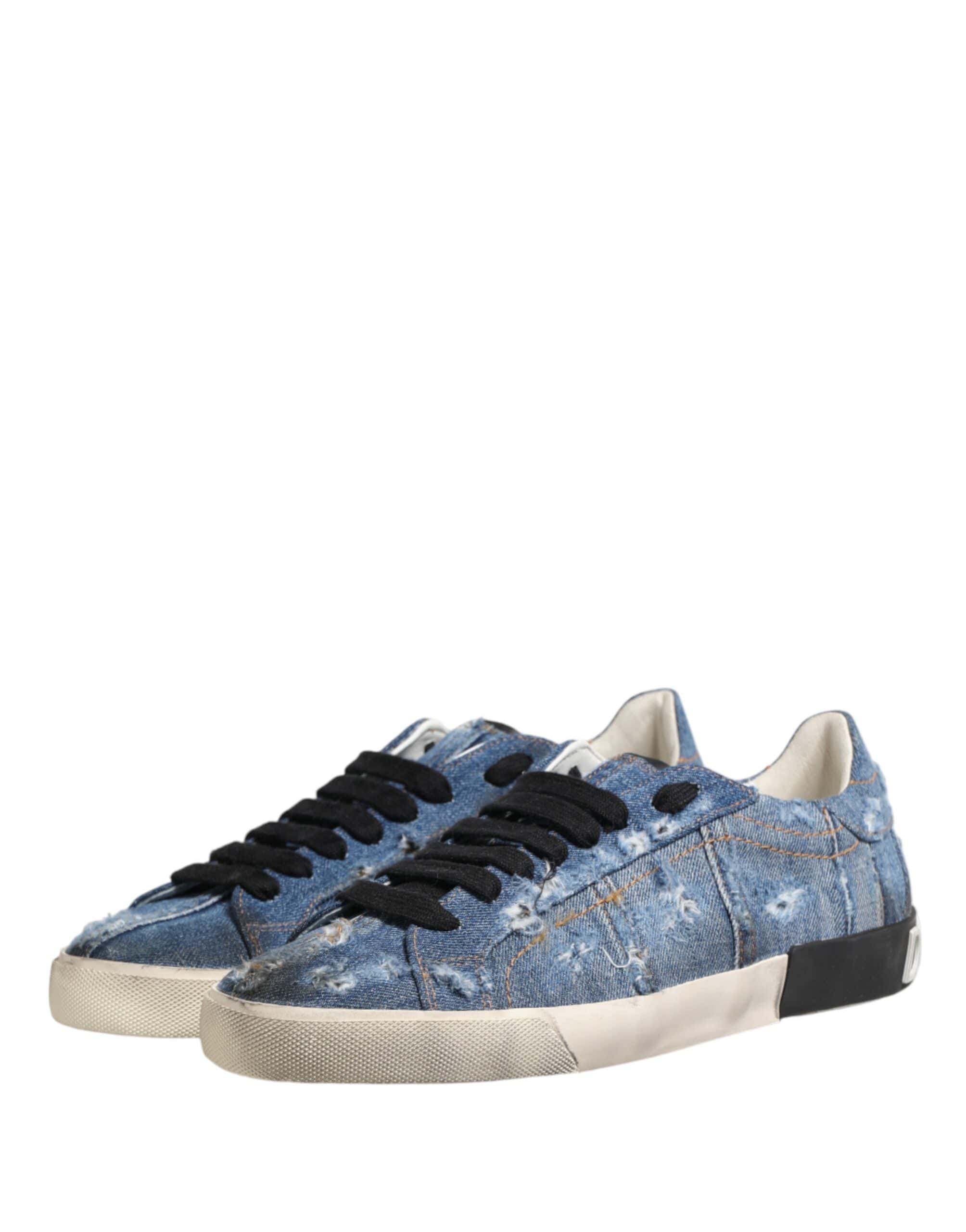 Portofino Sneakers aus Denim mit distressed Patchwork - alternate view